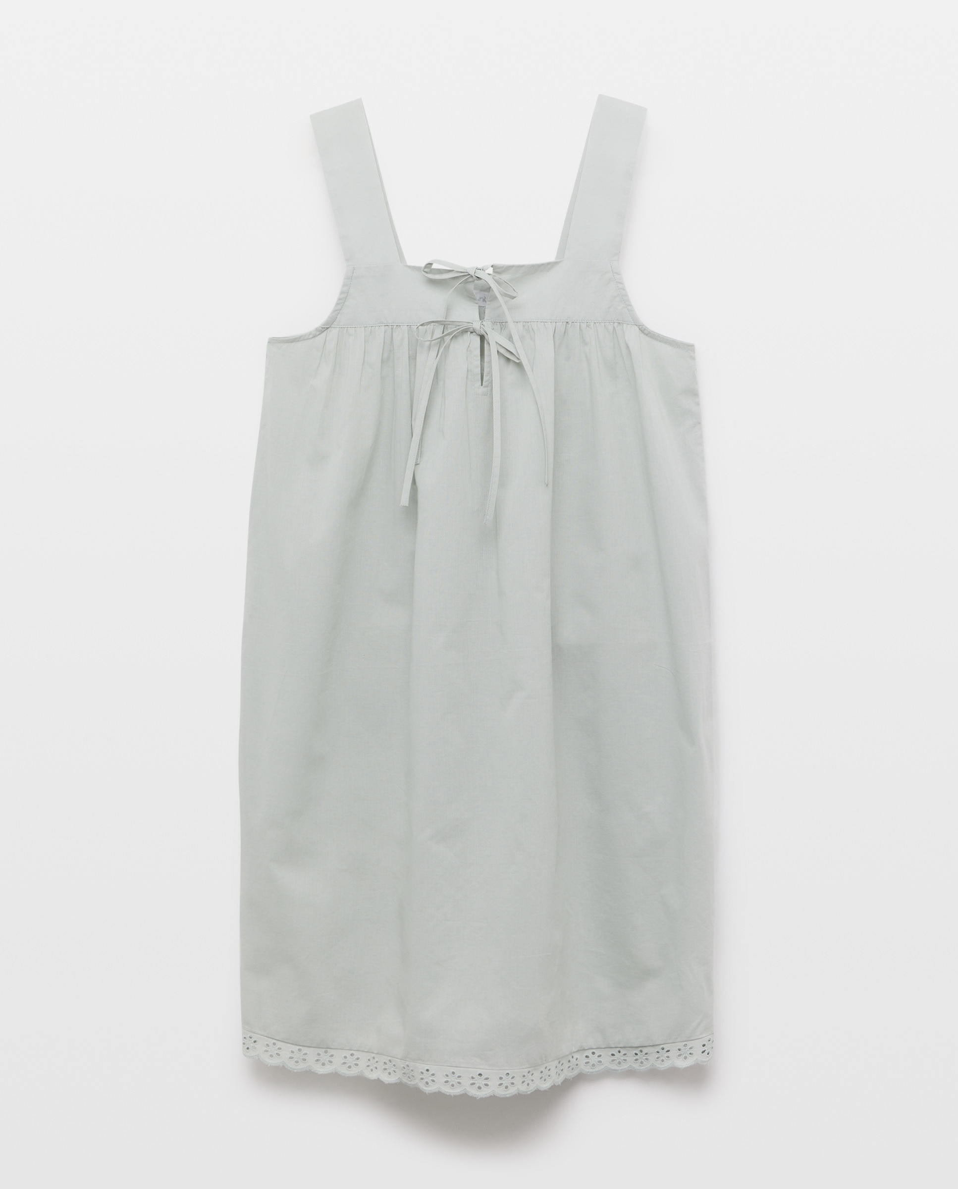 Camisón mujer algodón tirantes y lazos 582 Verde agua-3