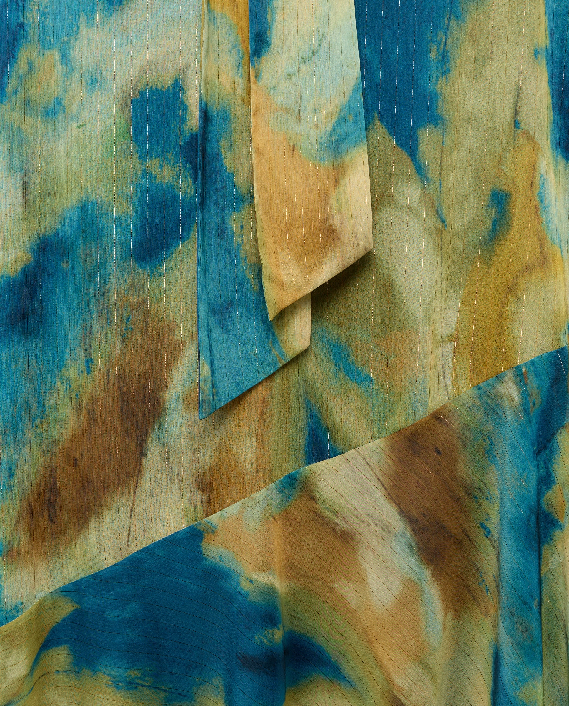 Vestido Halter de Chiffon sem Mangas e com Estampado Abstrato Verde-6