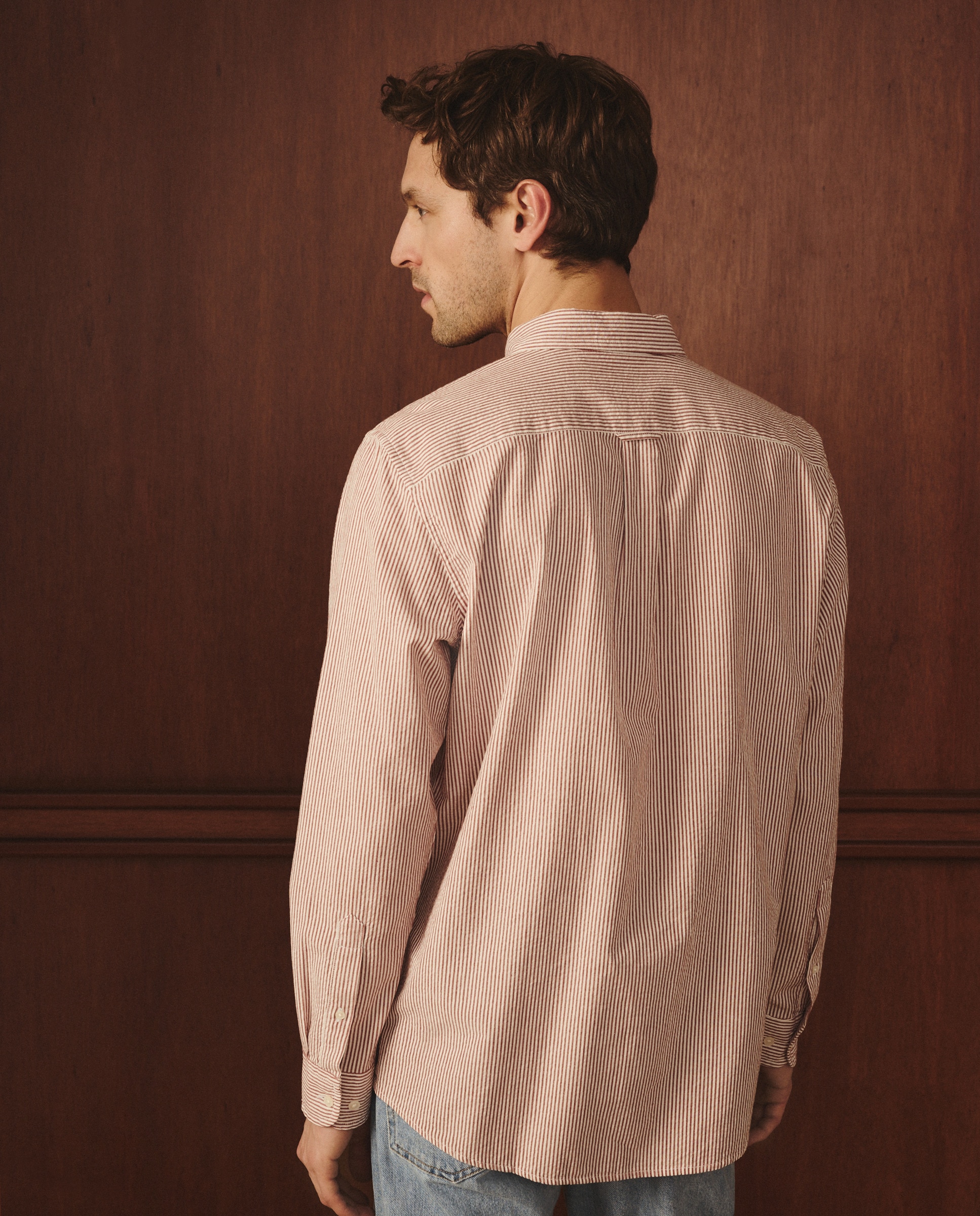 Camisa de Seersucker Classic Fit Bordeaux-3