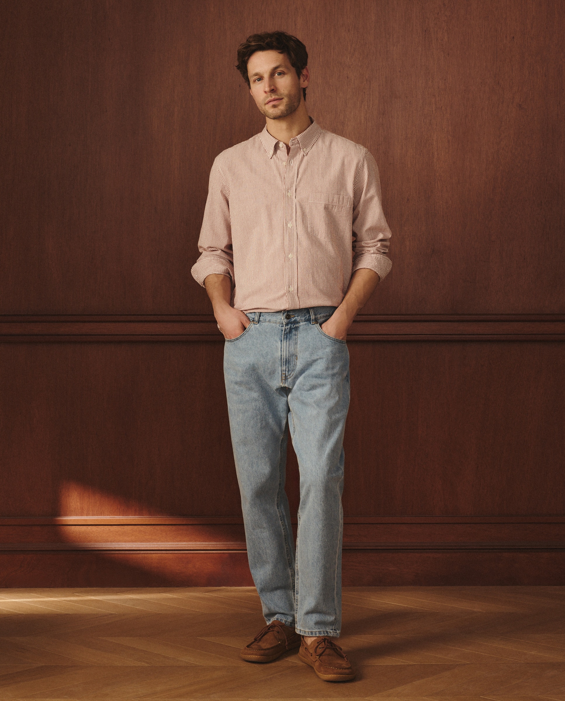 Camisa de Seersucker Classic Fit Bordeaux-2