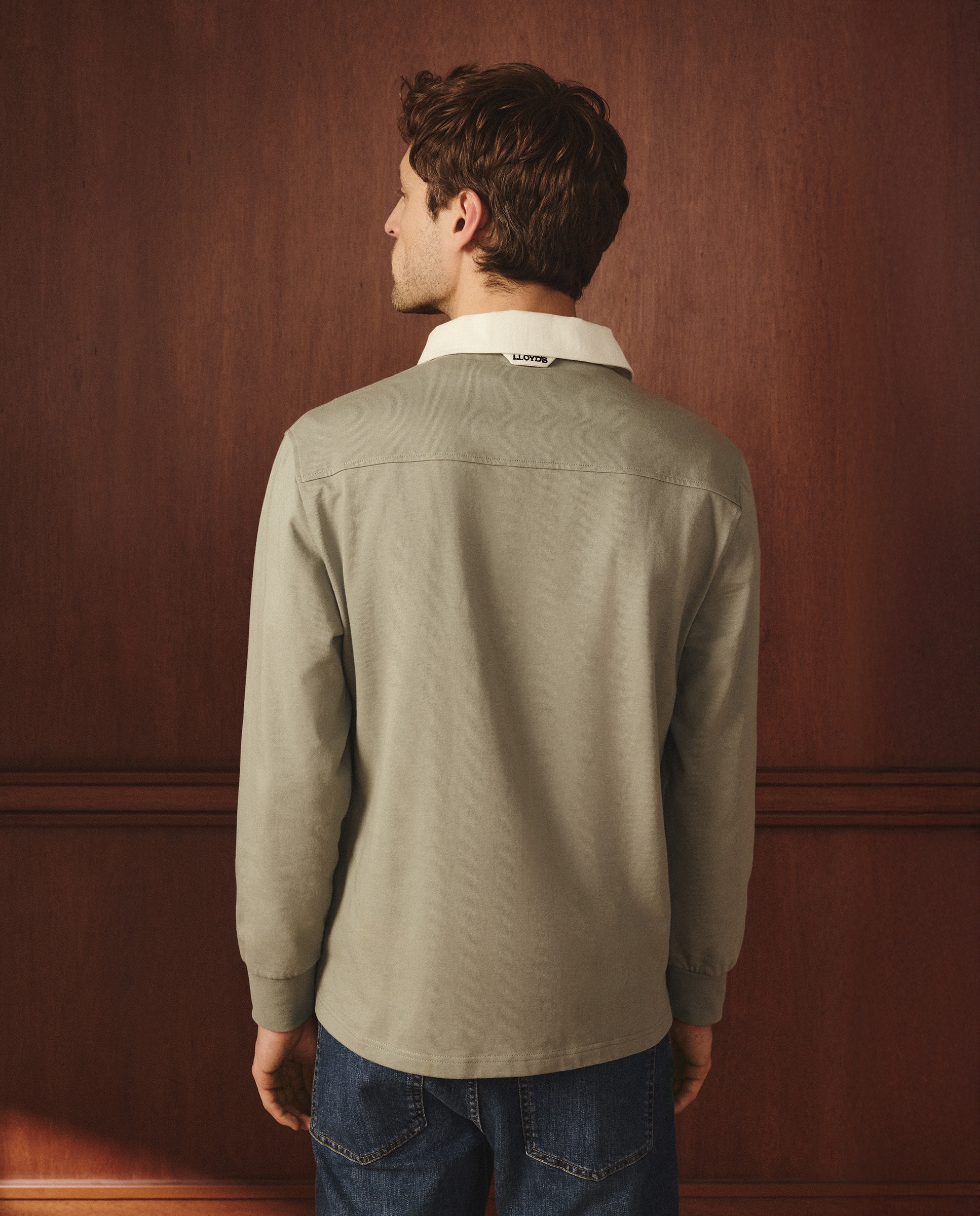 Polo Rugby de Manga Comprida Verde Água-3