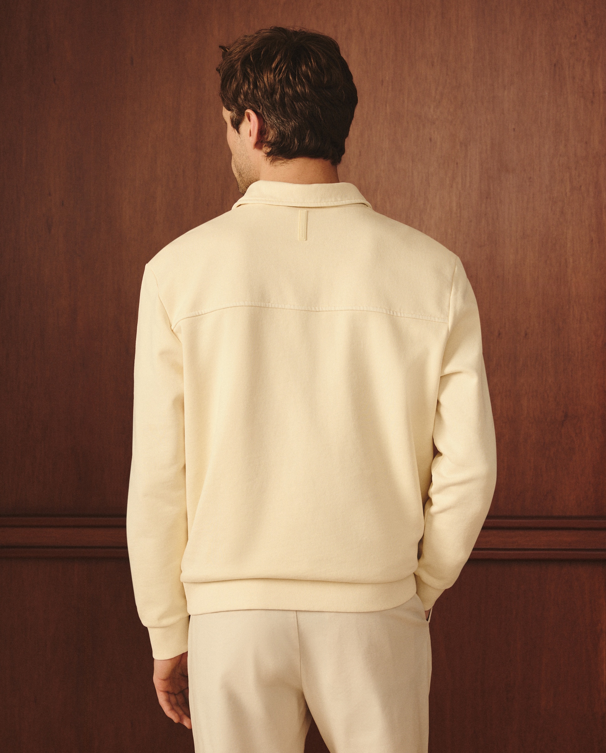 Sweatshirt com Colarinho de Polo Amarelo-2