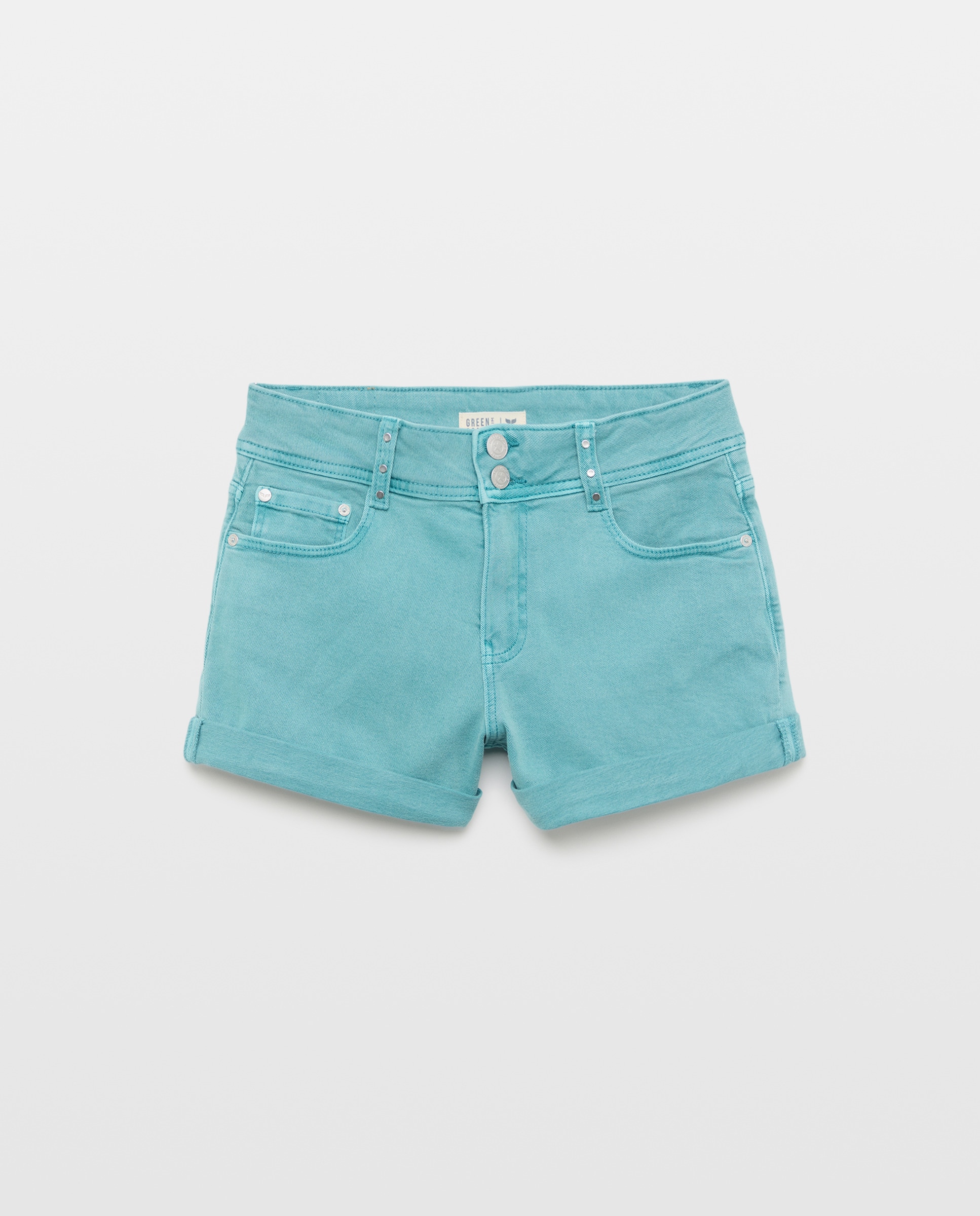 Calções Lisos de Algodão Verde Pato-4