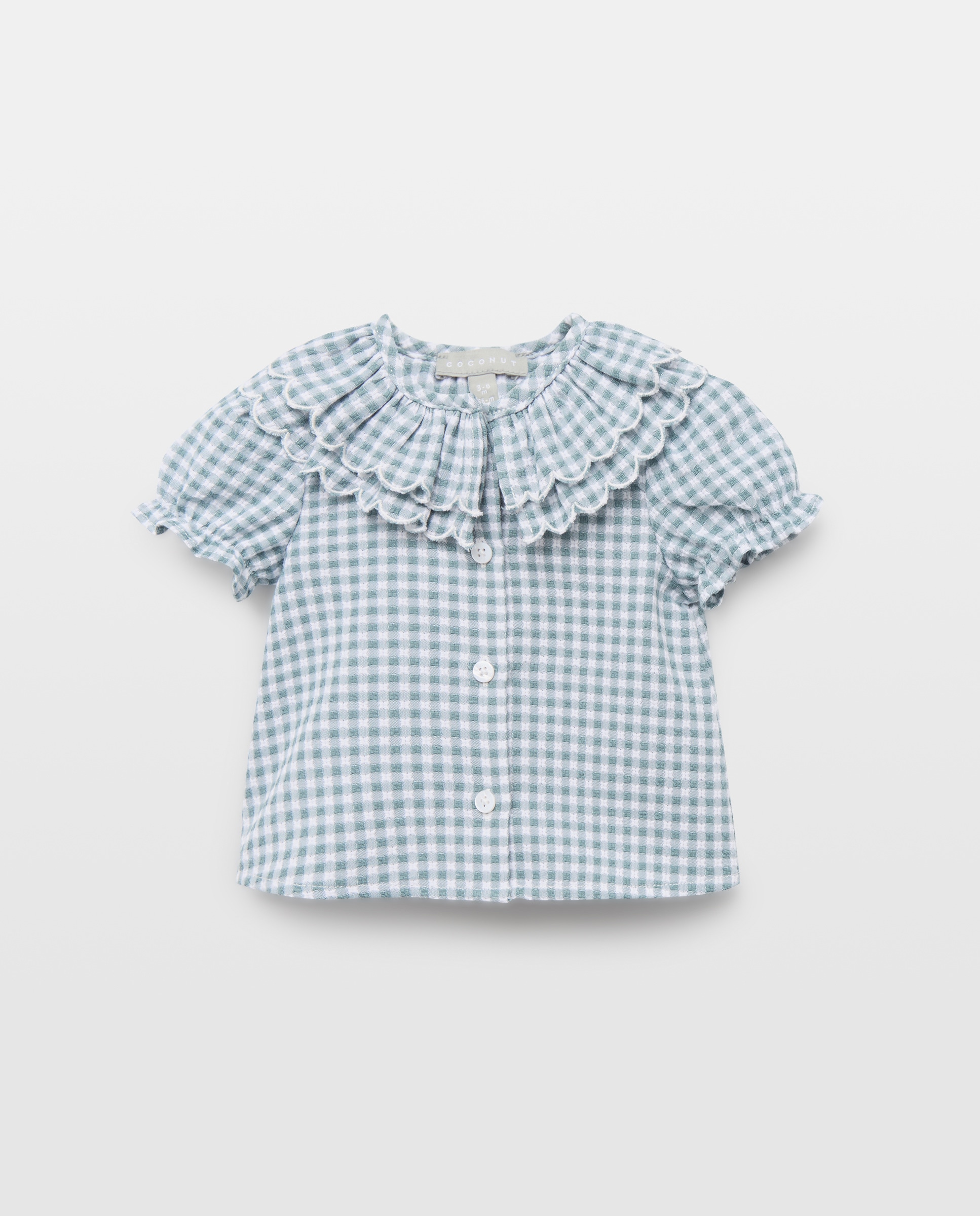 Imagem 0 de Blusa Vichy de Bebé com Manga Curta e Festão Duplo