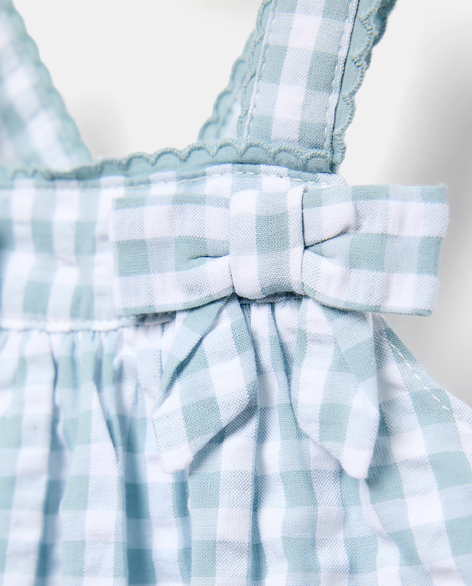 Vestido de Bebé com Alças Vichy e Costas Cruzadas Verde-3