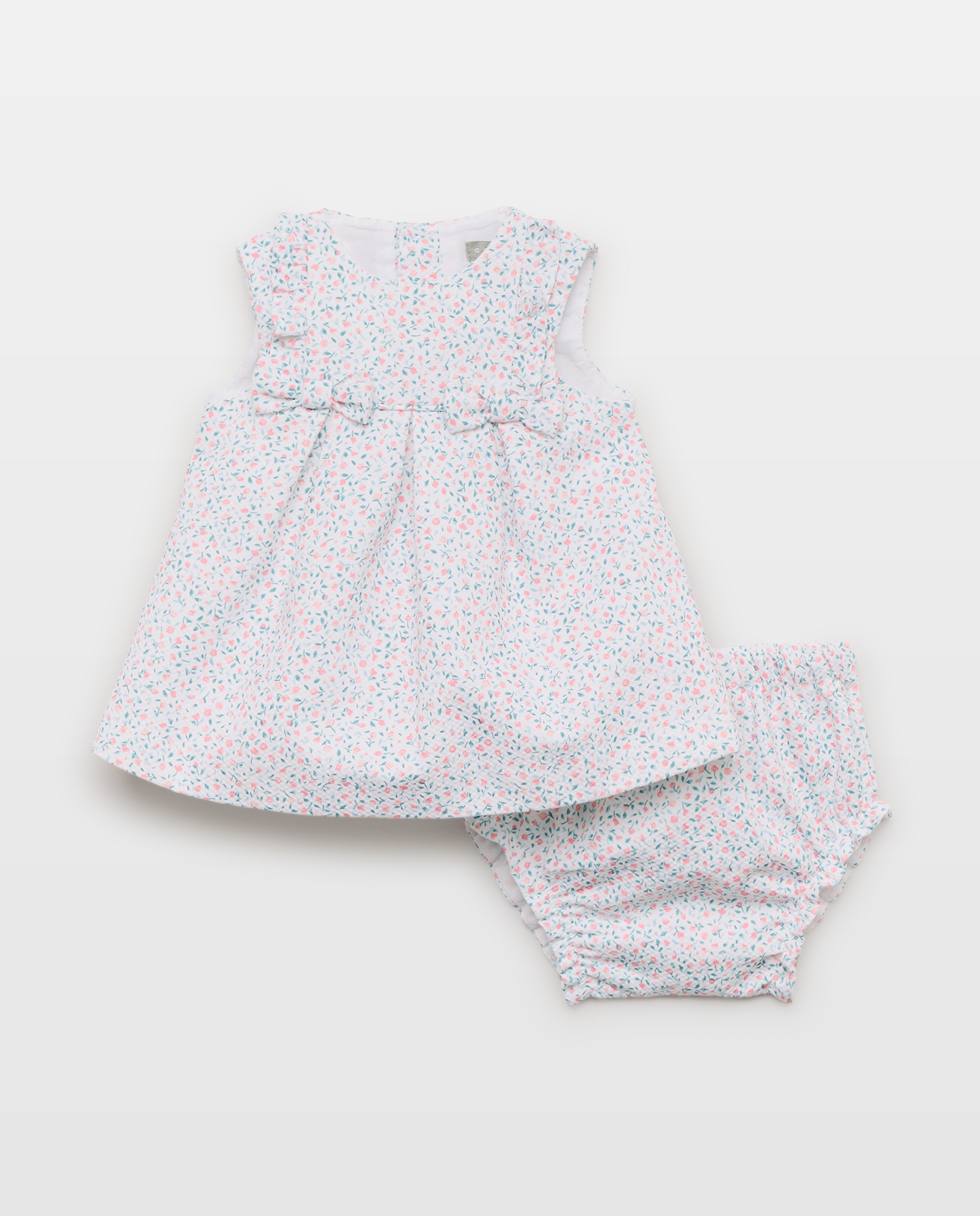 Imagem 0 de Jardineiras Piqué de Bebé com Folho Duplo e Laços