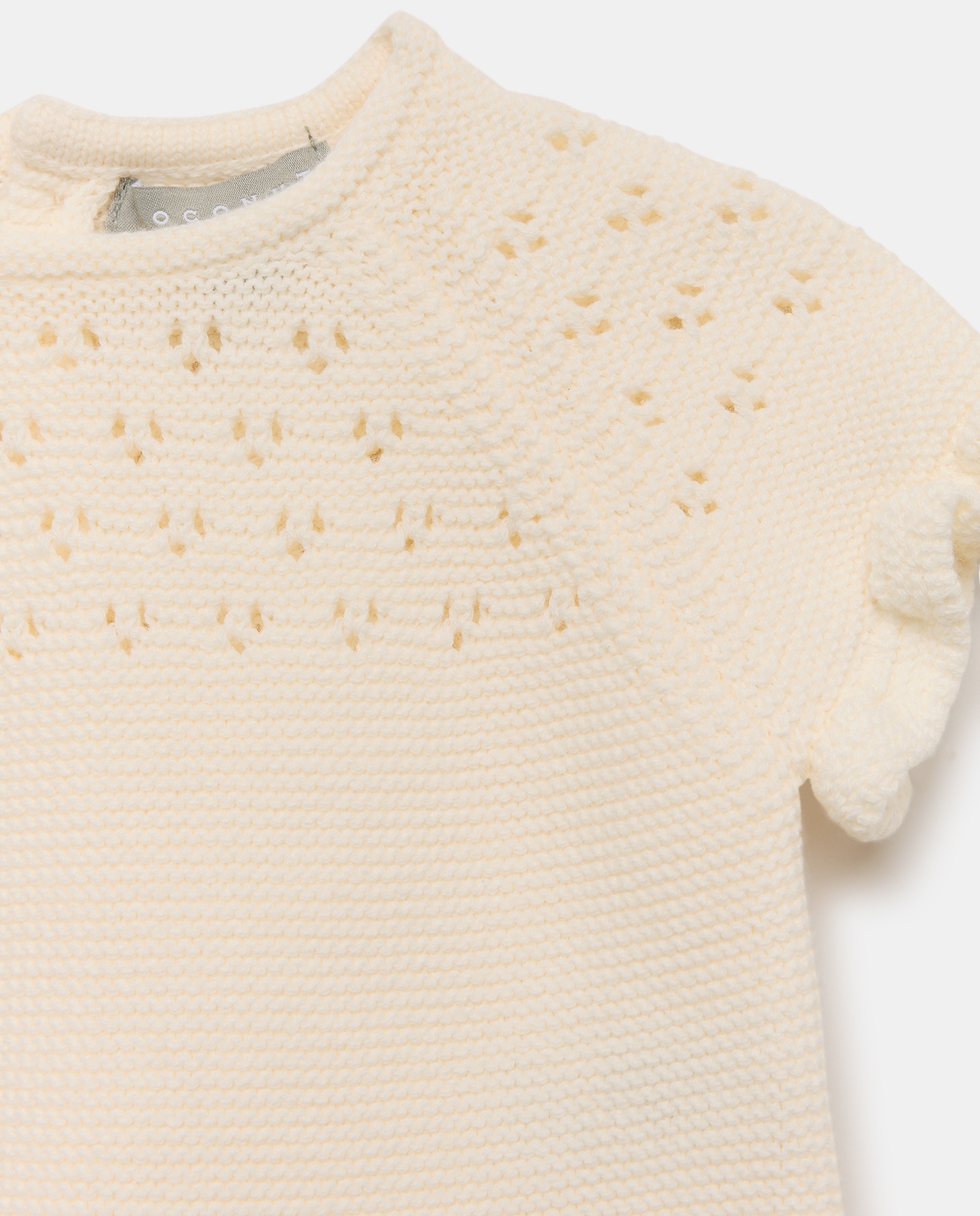 Conjunto de 3 Peças de Tricot de Bebé Branco-marfim-3