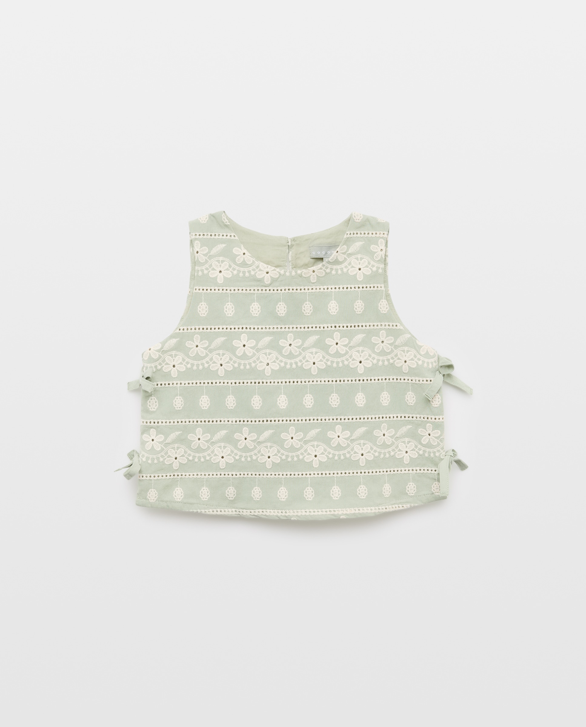 Top Bordado com Relevo e Laços 510 Verde Claro-4