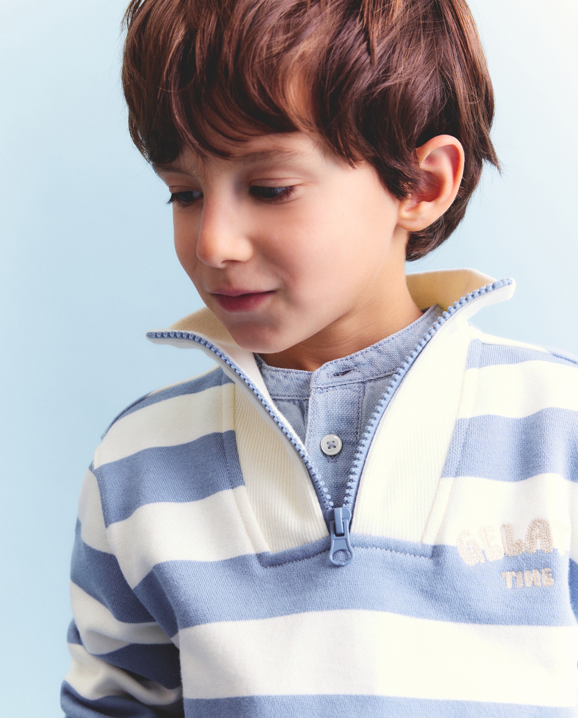 Sweatshirt Half Zip com Risca Tecida e Desenho à Frente Coconut El Corte Inglés Verde-2