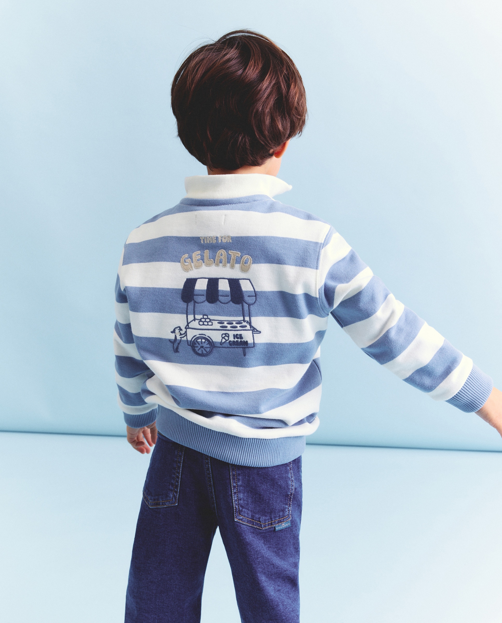 Sweatshirt Half Zip com Risca Tecida e Desenho à Frente Coconut El Corte Inglés Verde-3