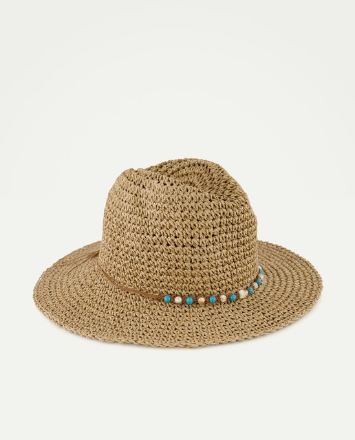 Imagem 0 de Gorro de Ráfia com Fita - Azul Turquesa