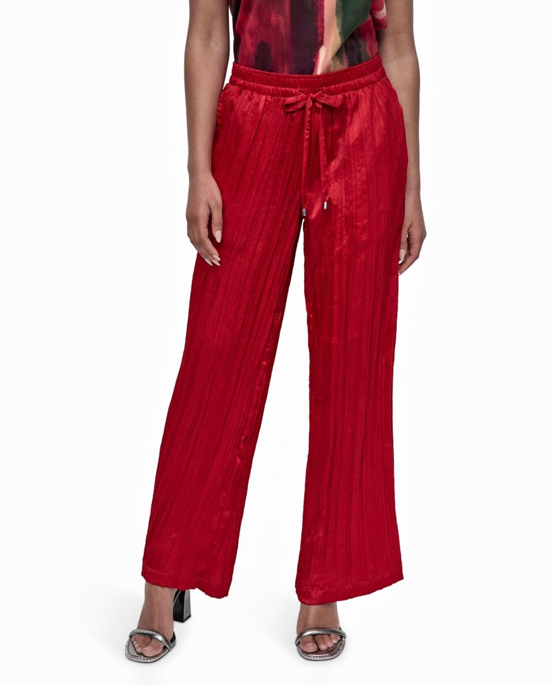 Calças Fluidas Vermelho/Grená-3