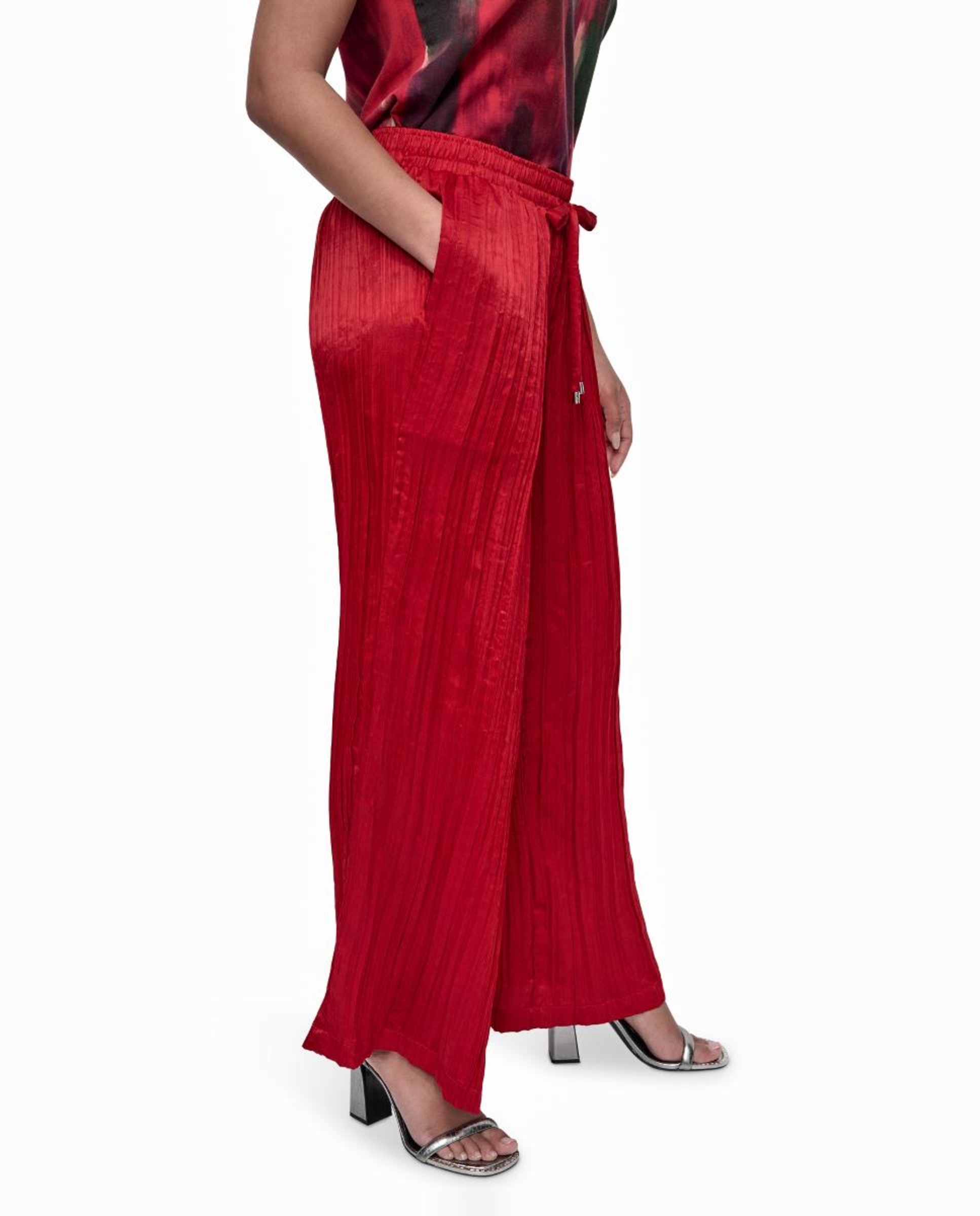 Calças Fluidas Vermelho/Grená-2