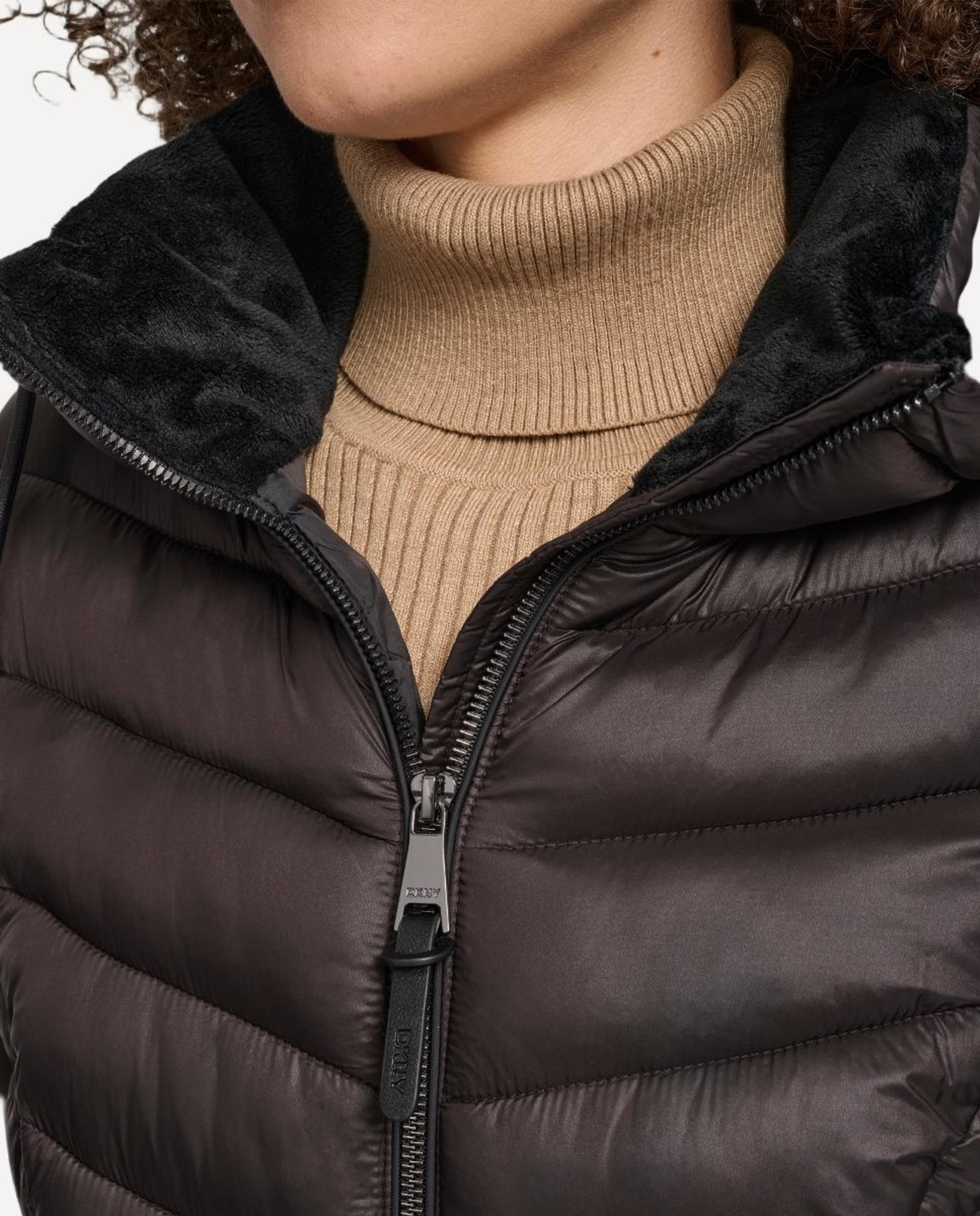 Sobretudo Tipo Blusão Acolchoado Castanho-escuro-6