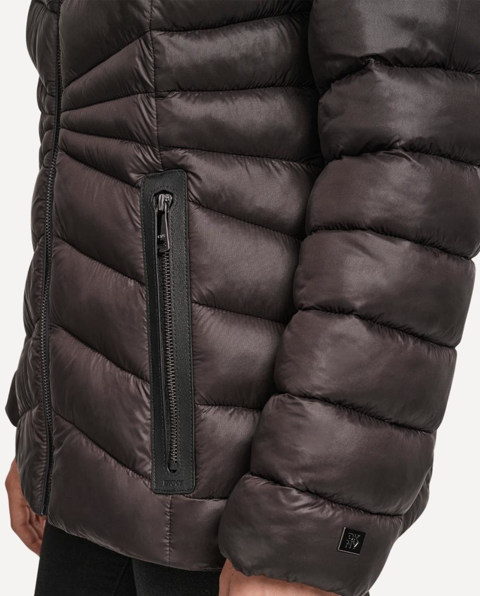 Sobretudo Tipo Blusão Acolchoado Castanho-escuro-5