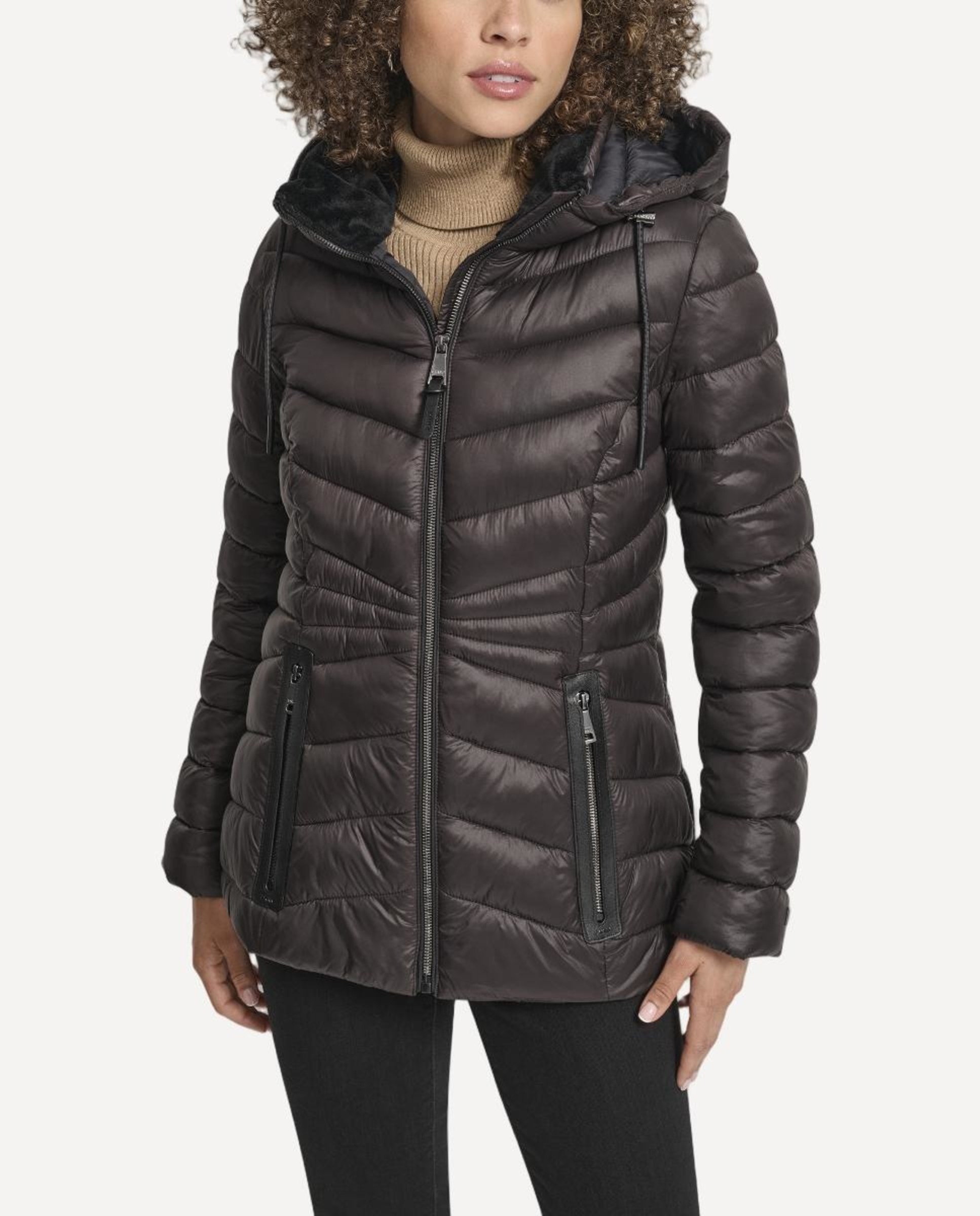 Sobretudo Tipo Blusão Acolchoado Castanho-escuro-1