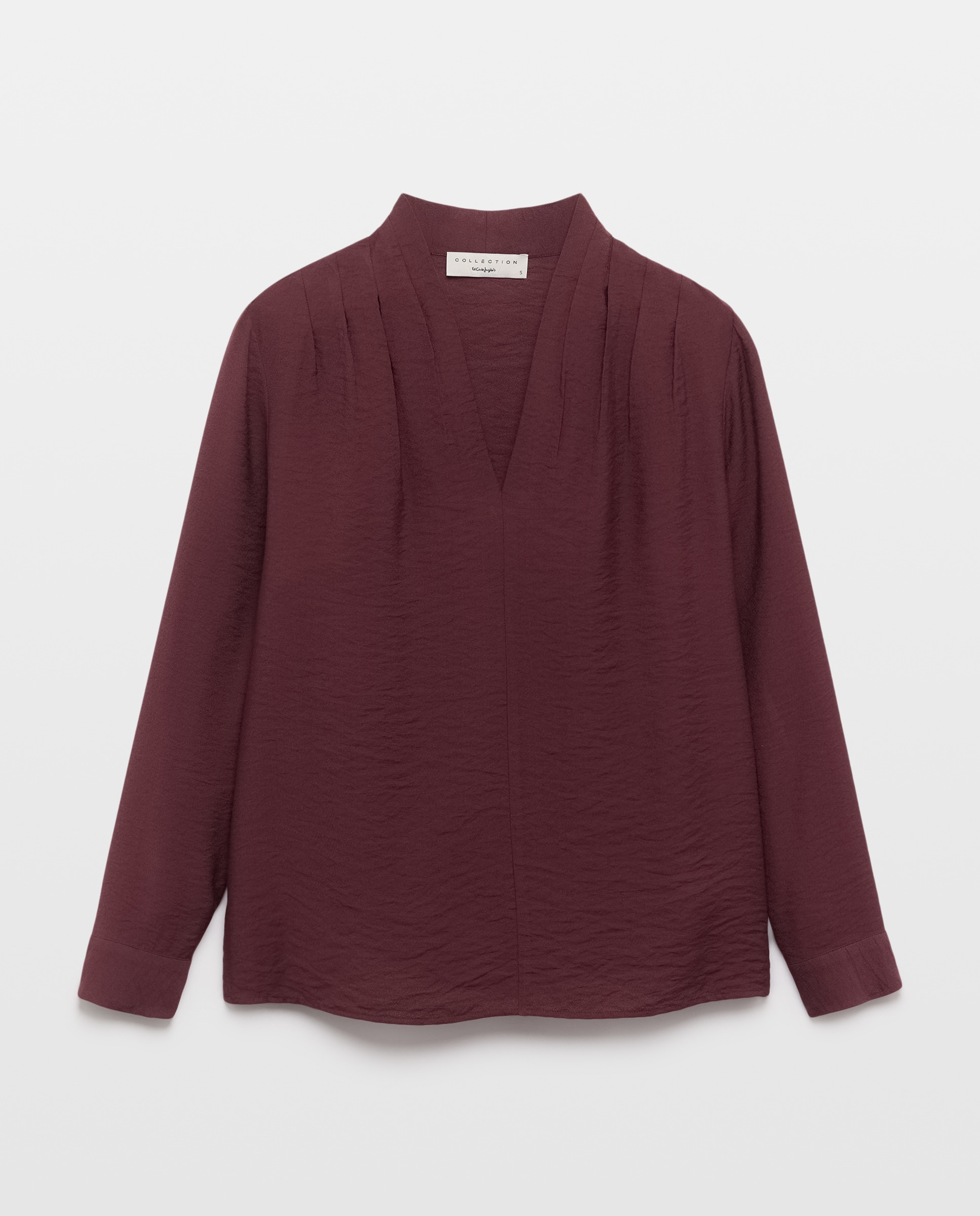 Blusa com Textura Decote em Bico e Manga Comprida Bordeaux-4