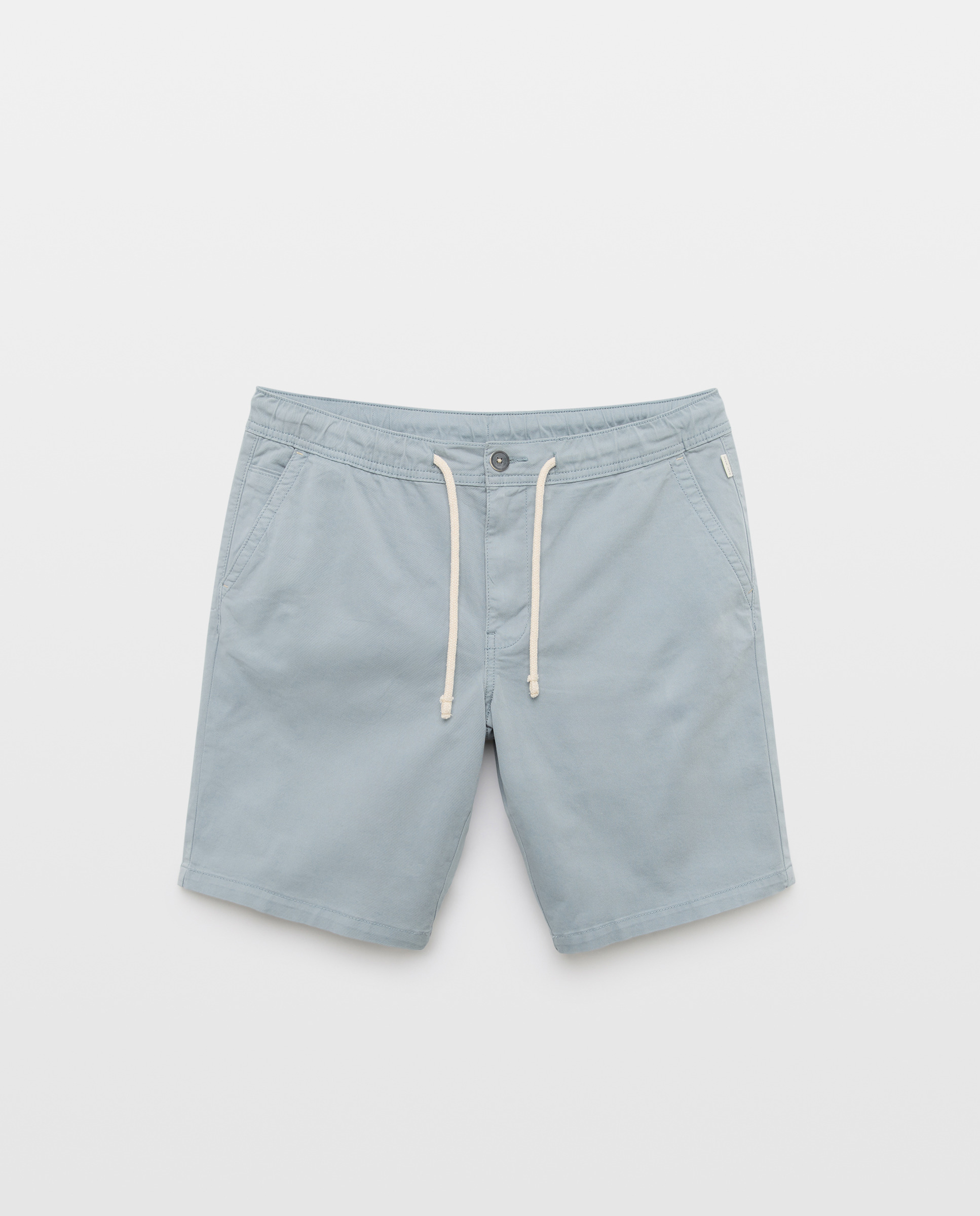 Bermudas de Algodão Stretch com Cordão 471 Índigo-4