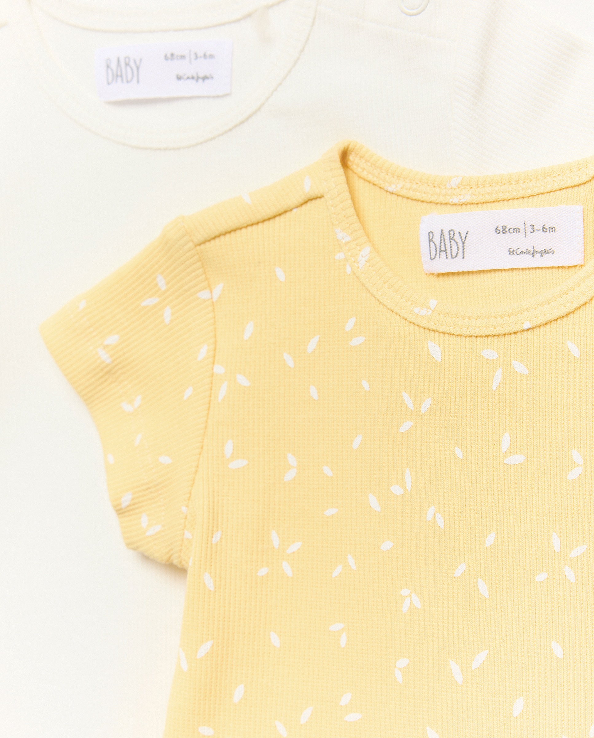 Pack de Bodies de Bebé com Manga Curta Canelada Baby El Corte Inglés Amarelo-3