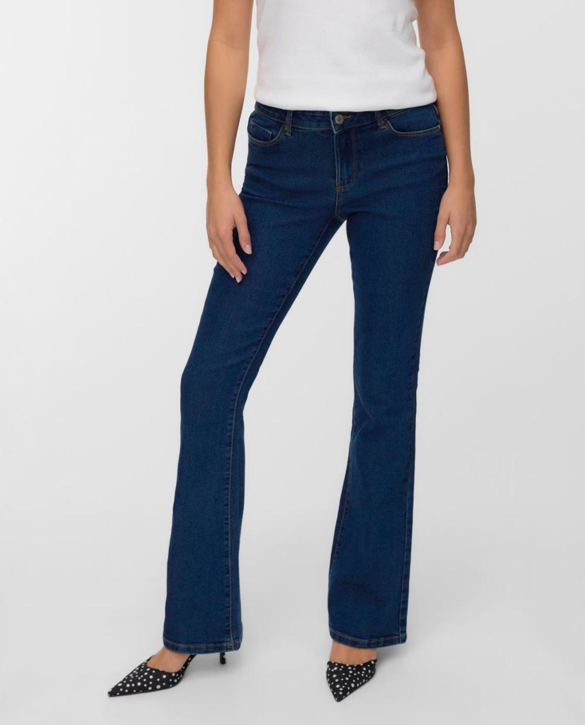 Jeans Flared com Bolsos Azul-marinho-4