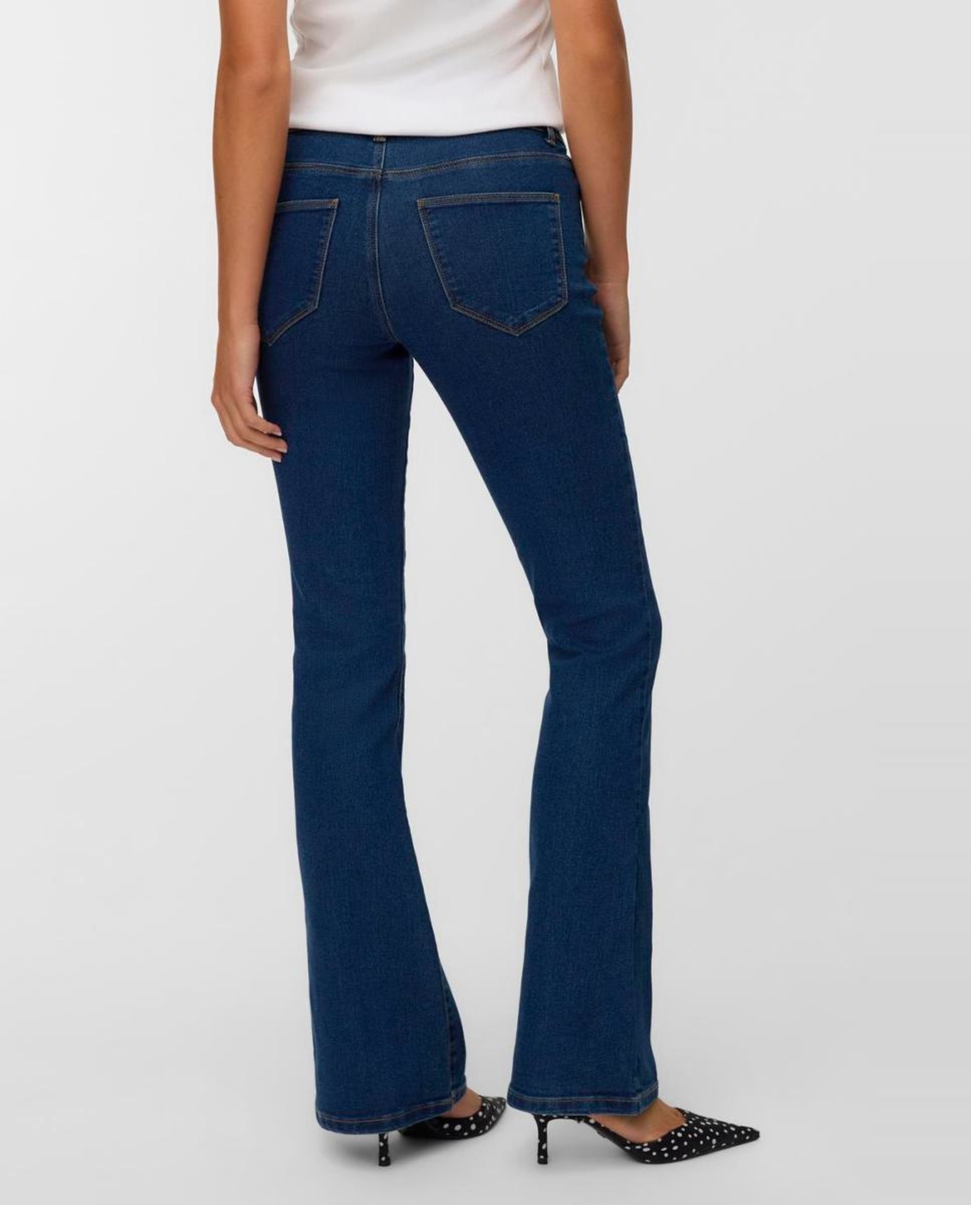 Jeans Flared com Bolsos Azul-marinho-3