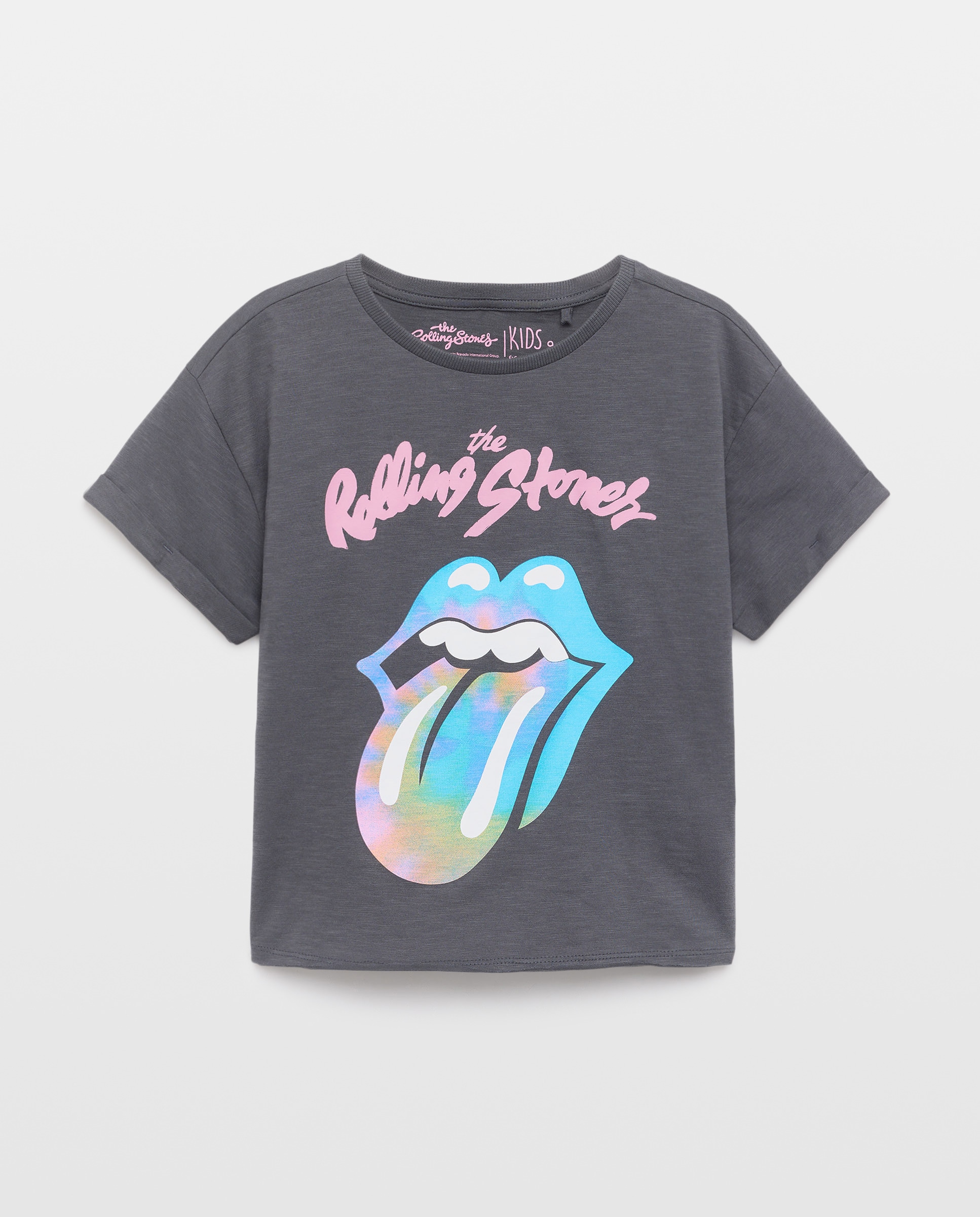 T-shirt com Estampado Rolling Stones à Frente Kids El Corte Inglés Cinzento-4