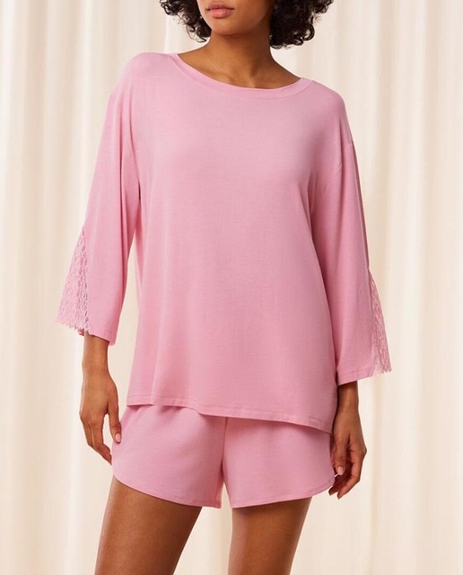 Imagen 0 de Camiseta de pijama 3/4 de TENCEL™ Modal con delicada aplicación de encaje