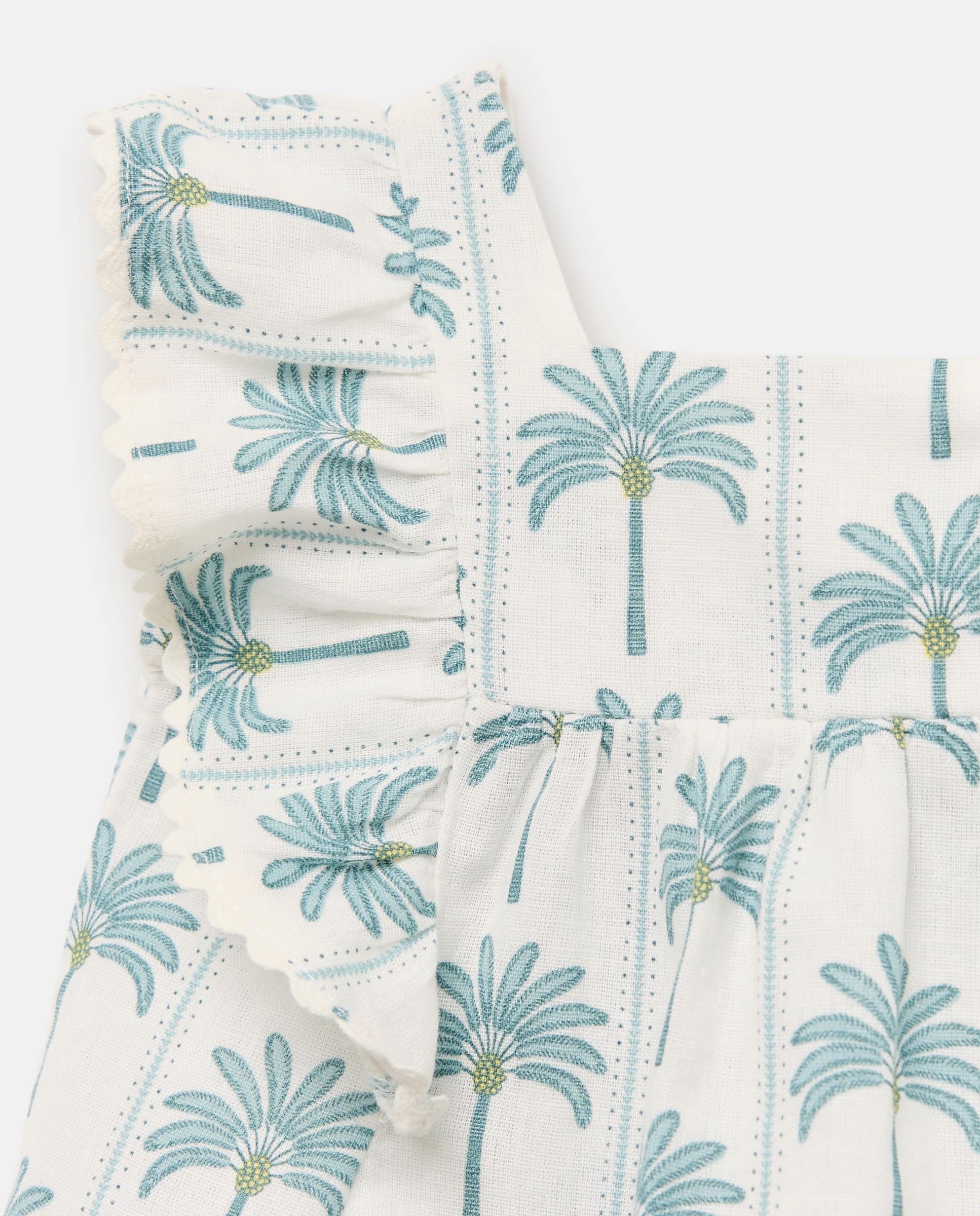 Blusa bebé niña lino abierta set Blanco roto-3