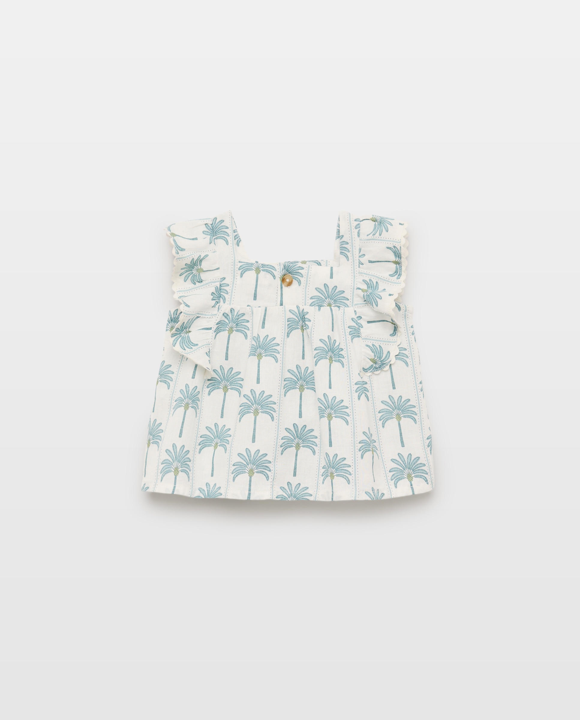 Blusa bebé niña lino abierta set Blanco roto-2