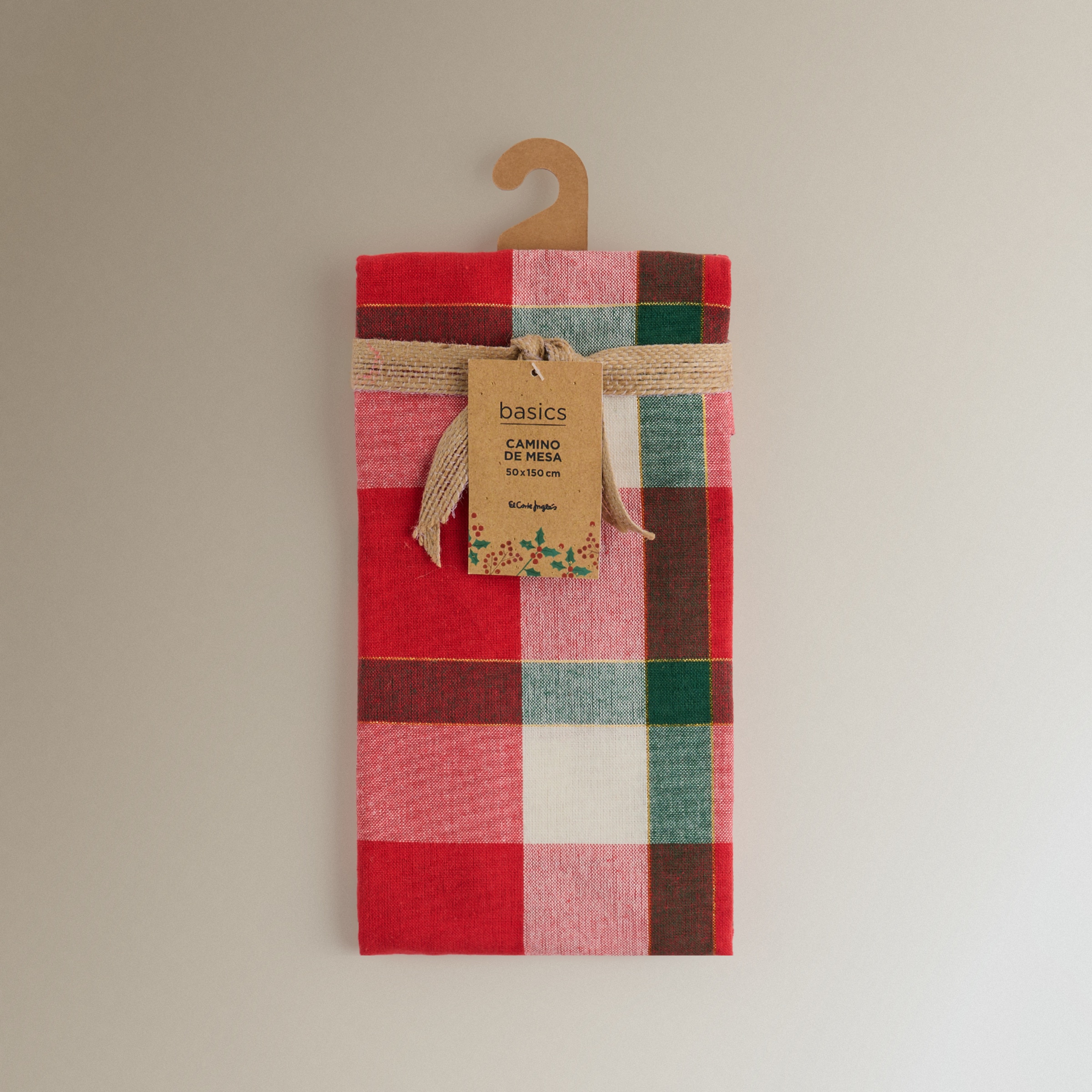 Camino de mesa algodón Dresde Rojo-4