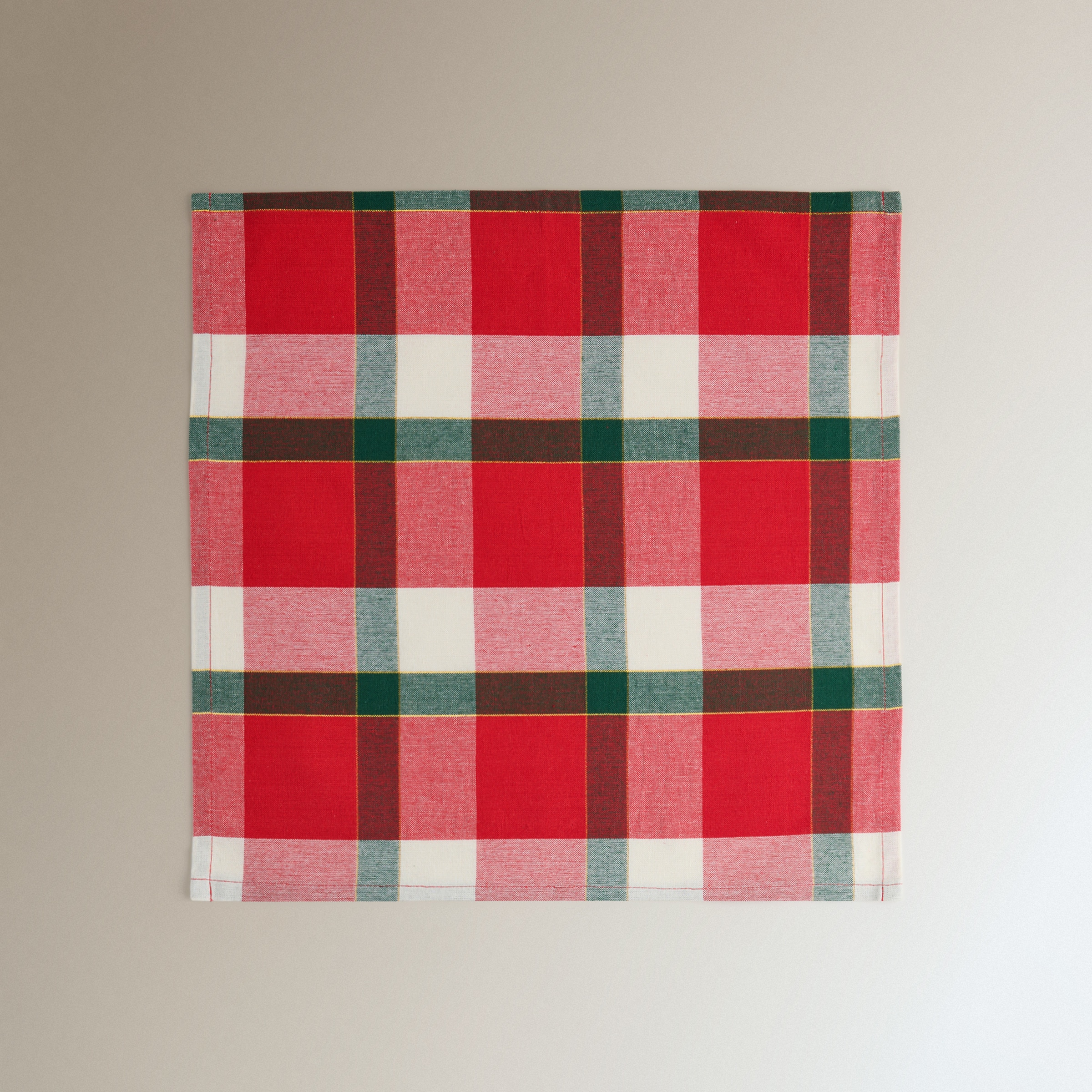 Set 4 servilletas algodón Dresde Rojo-2