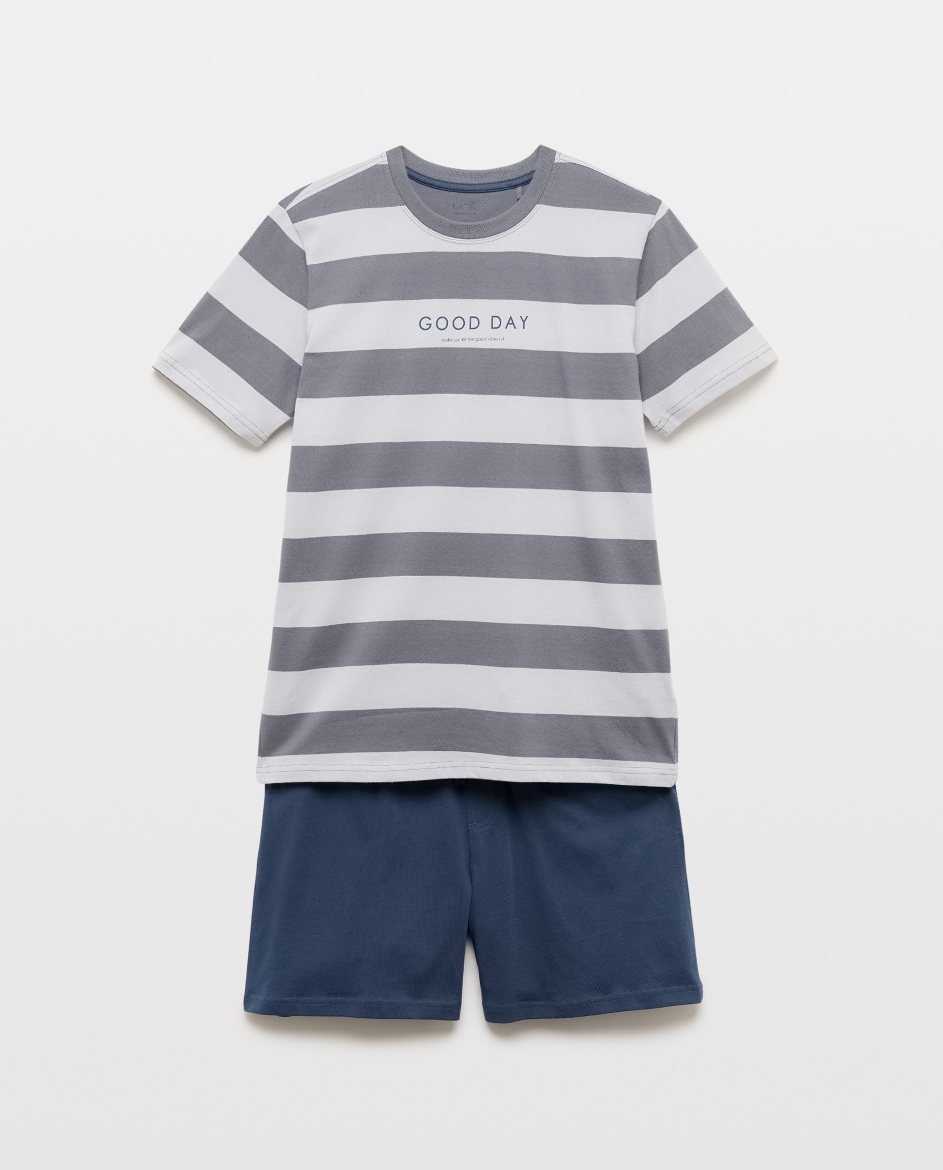 Pijama punto hombre corto rayas 400 Azul-3
