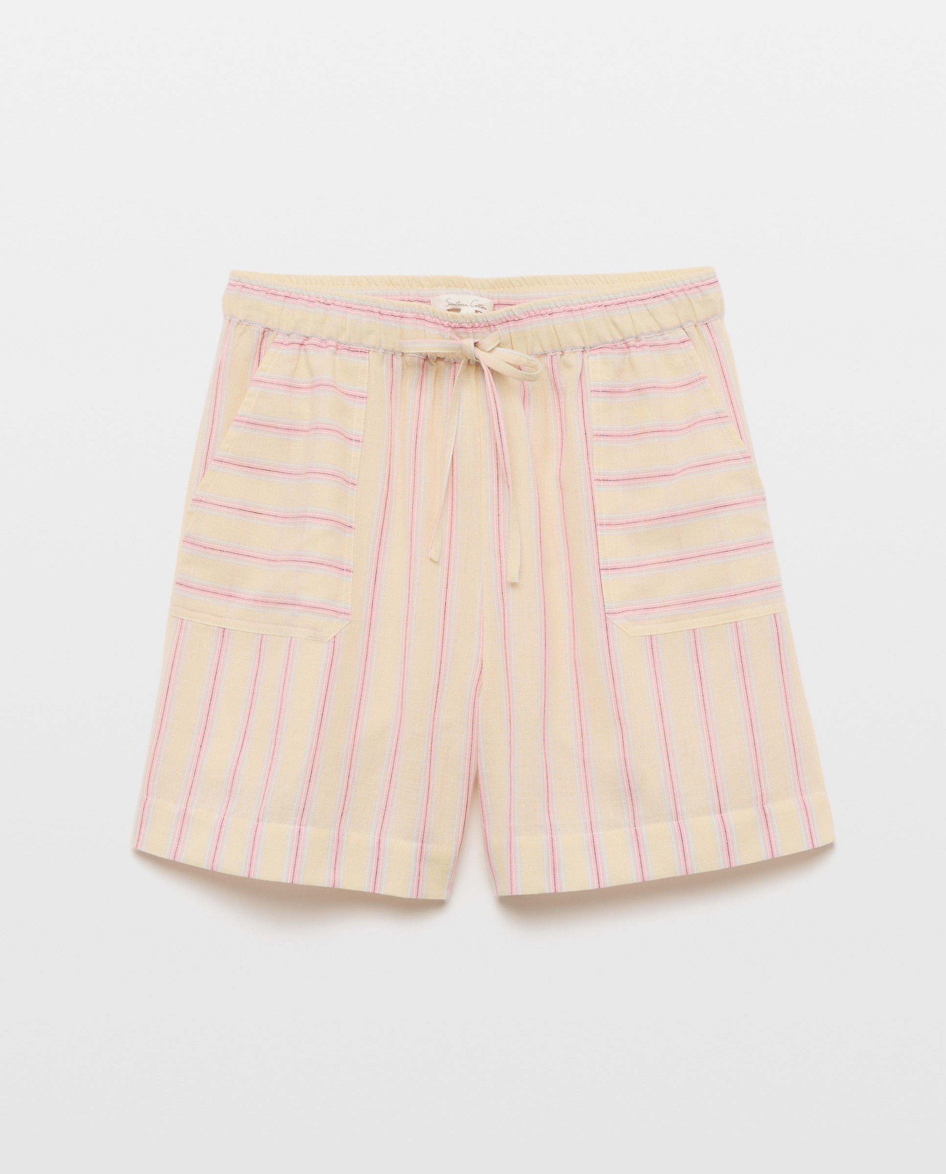 Bermudas de Algodão às Riscas Amarelo-4