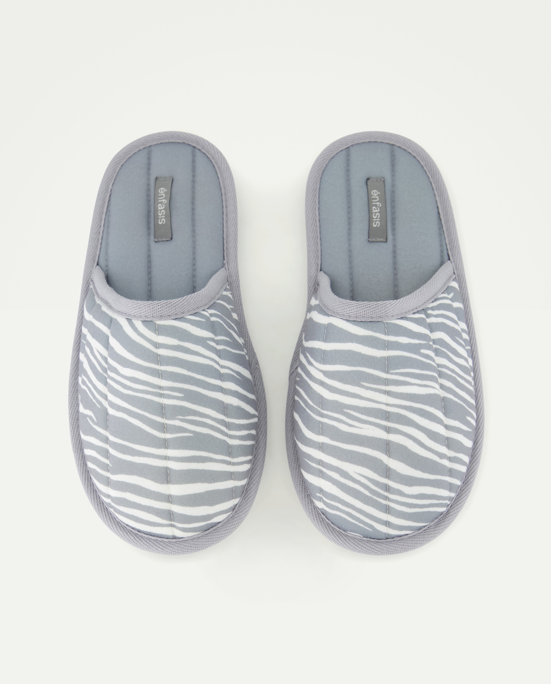 Chinelos com Animal Print de Zebra Cinzento-4