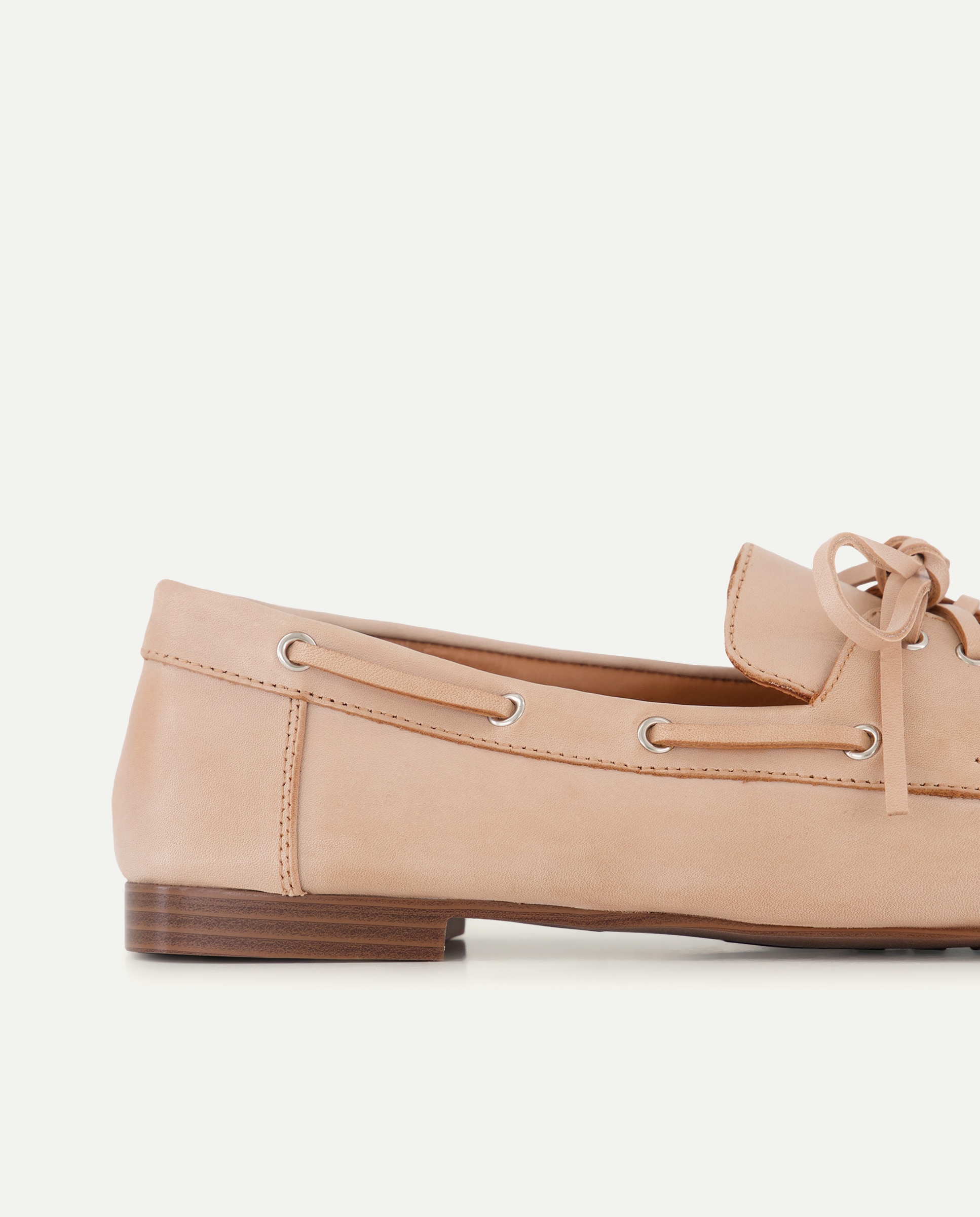Sapatos Rasos com Atacadores Branco-marfim-5