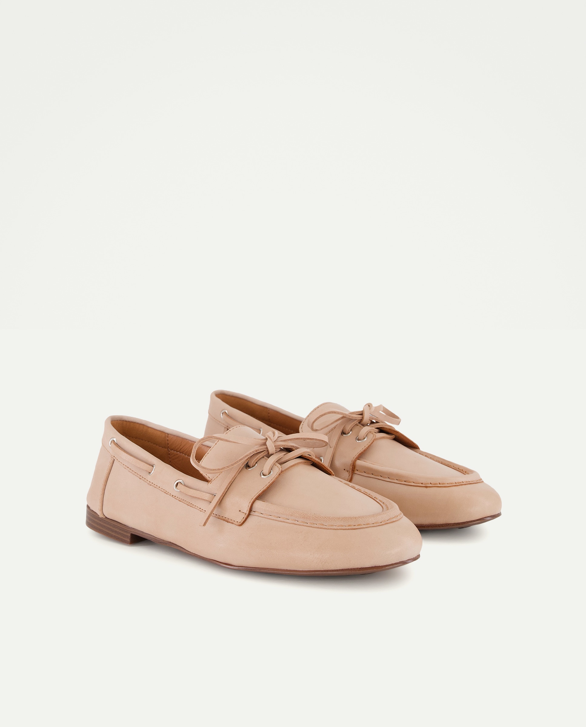 Sapatos Rasos com Atacadores Branco-marfim-2