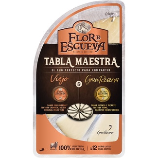 tabla de queso con queso viejo y queso sabor intenso y picante envase 150 g 12 cuñas listas para servir - Flor De Esgueva