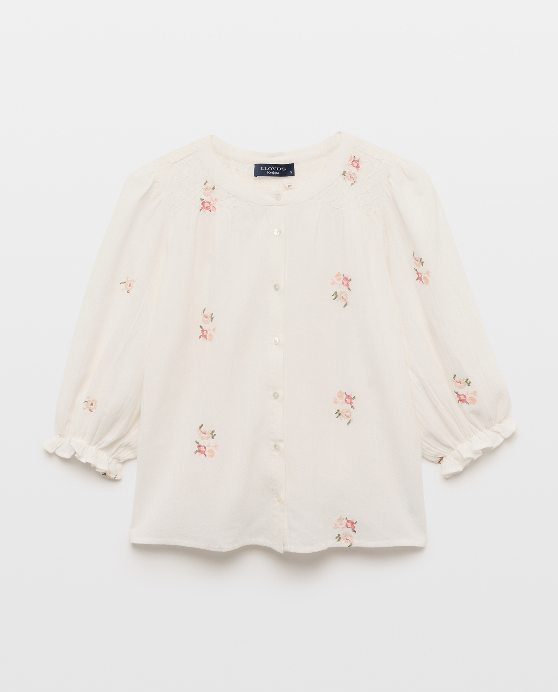 Blusa de Manga 3/4 em Tecido Bordado 120 Cru-4