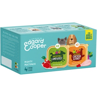 multipack comida húmeda para perros adultos paté pollo y pavo, cordero y ternera x 4 envase 300 g - Edgard&cooper