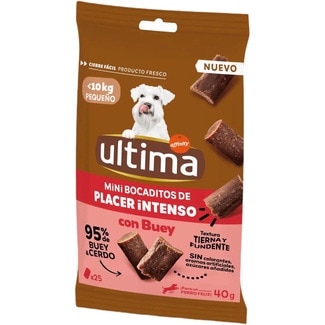 snack para perros adultos mini placer intenso sabor buey bolsa 40 g - Ultima