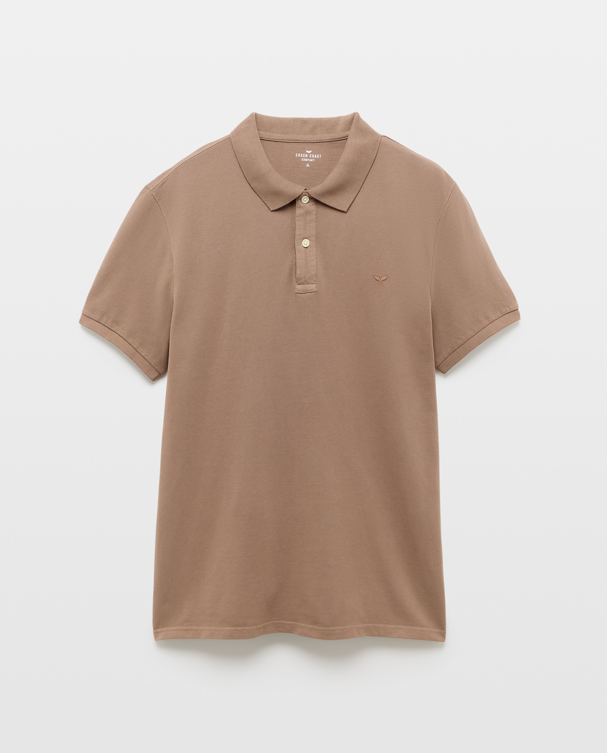 Polo de Manga Curta Garment Dye Vison Claro-4