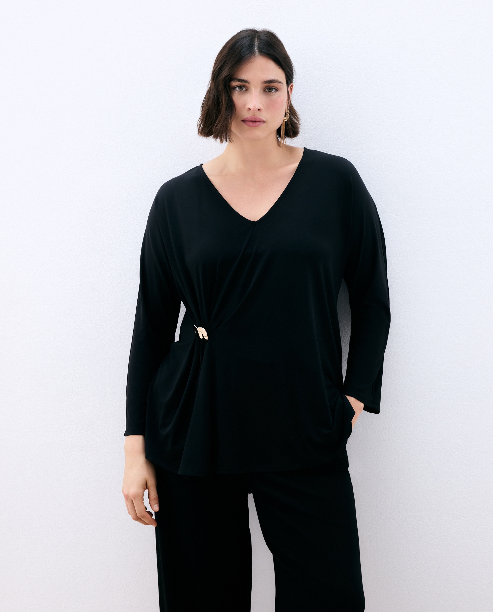 T-shirt estampada de mulher Preto-2
