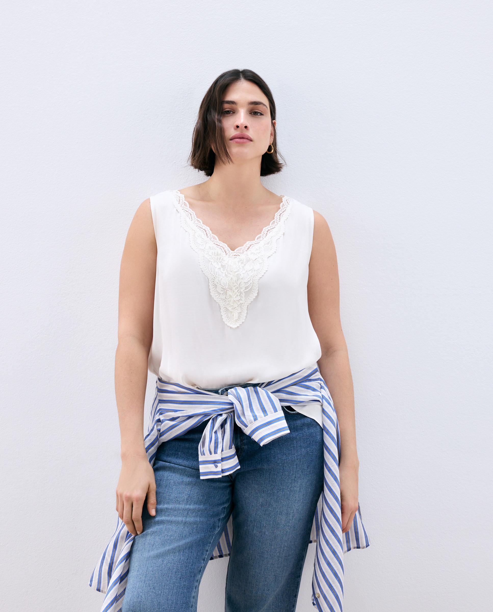 Top rendilhado de mulher 120 Cru-3
