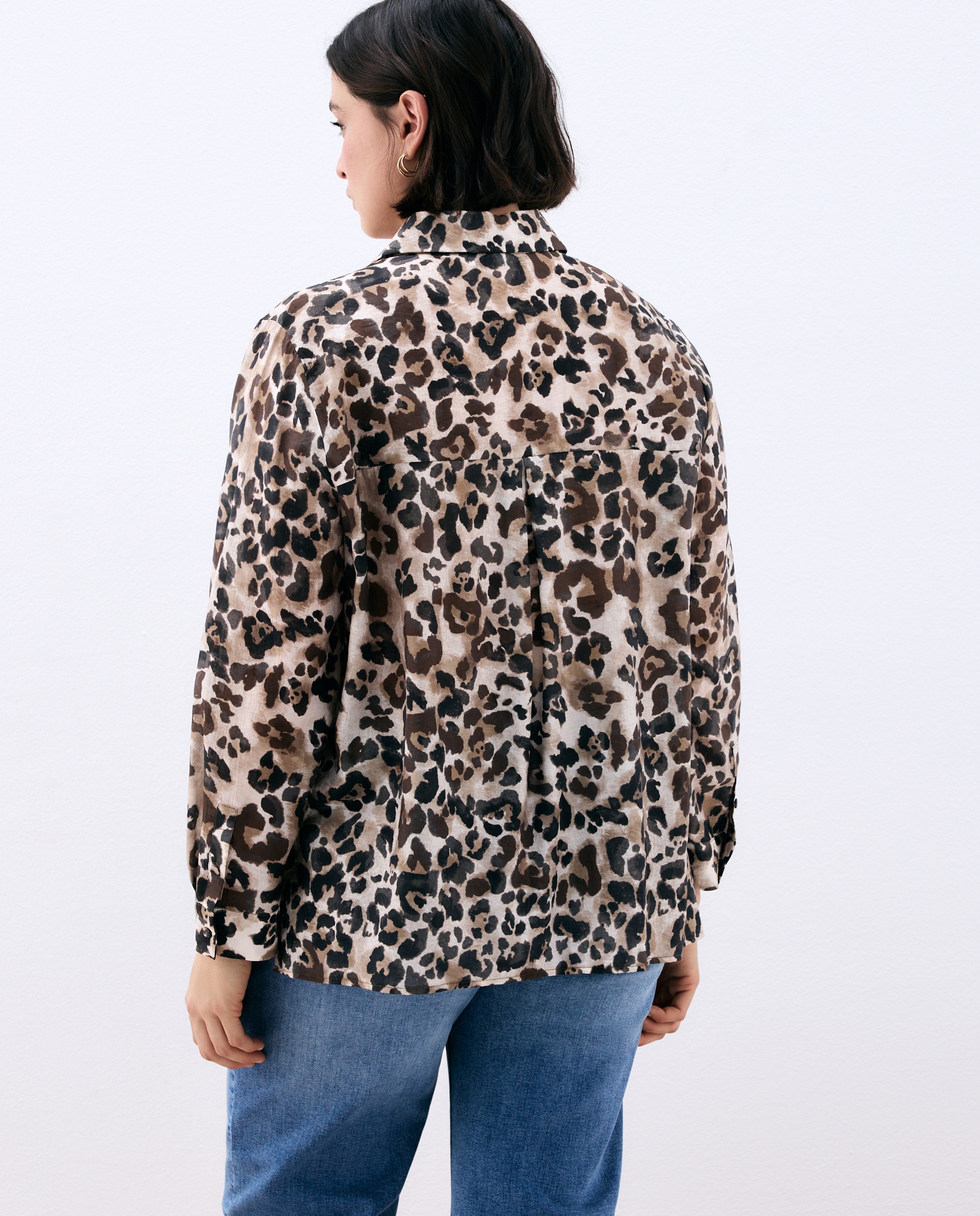 Camisa de Viscose com Manga Comprida Castanho-3