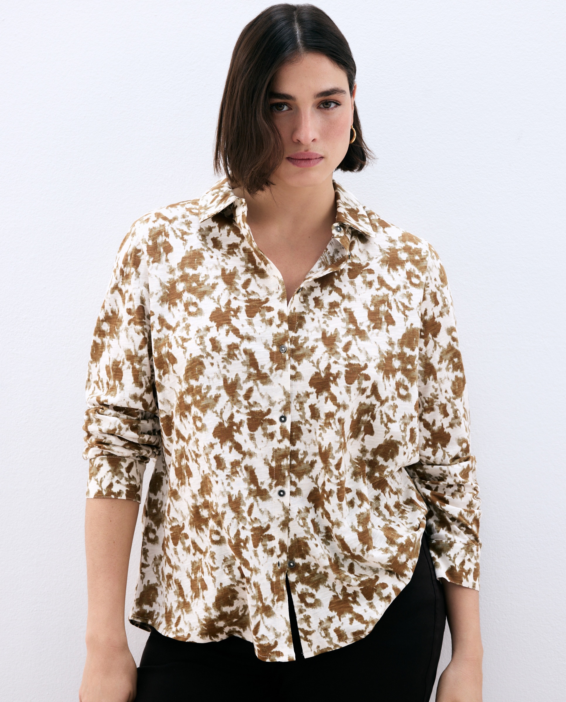 Camisola de Manga Comprida Estampada Castanho-4