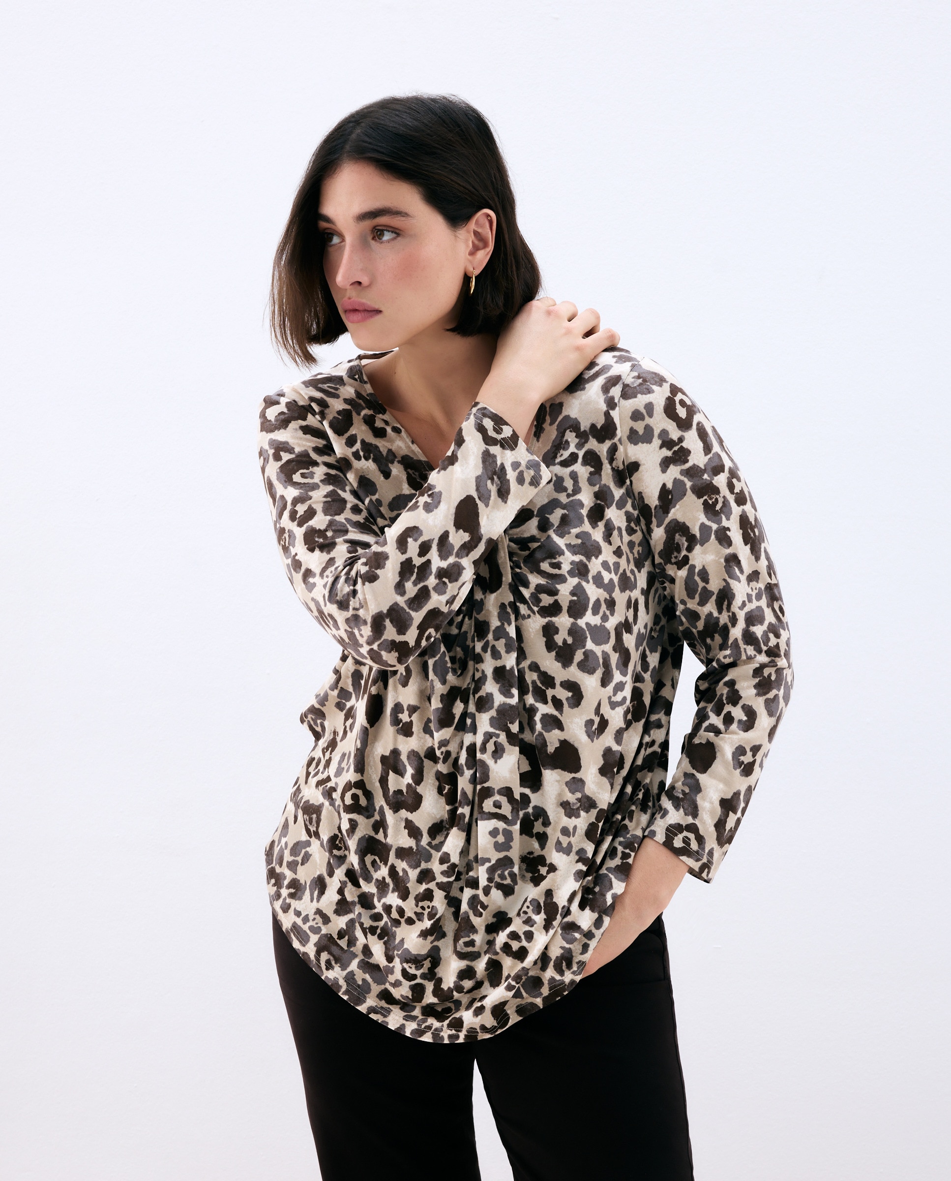 Camisola de Manga Comprida Lisa Castanho-2