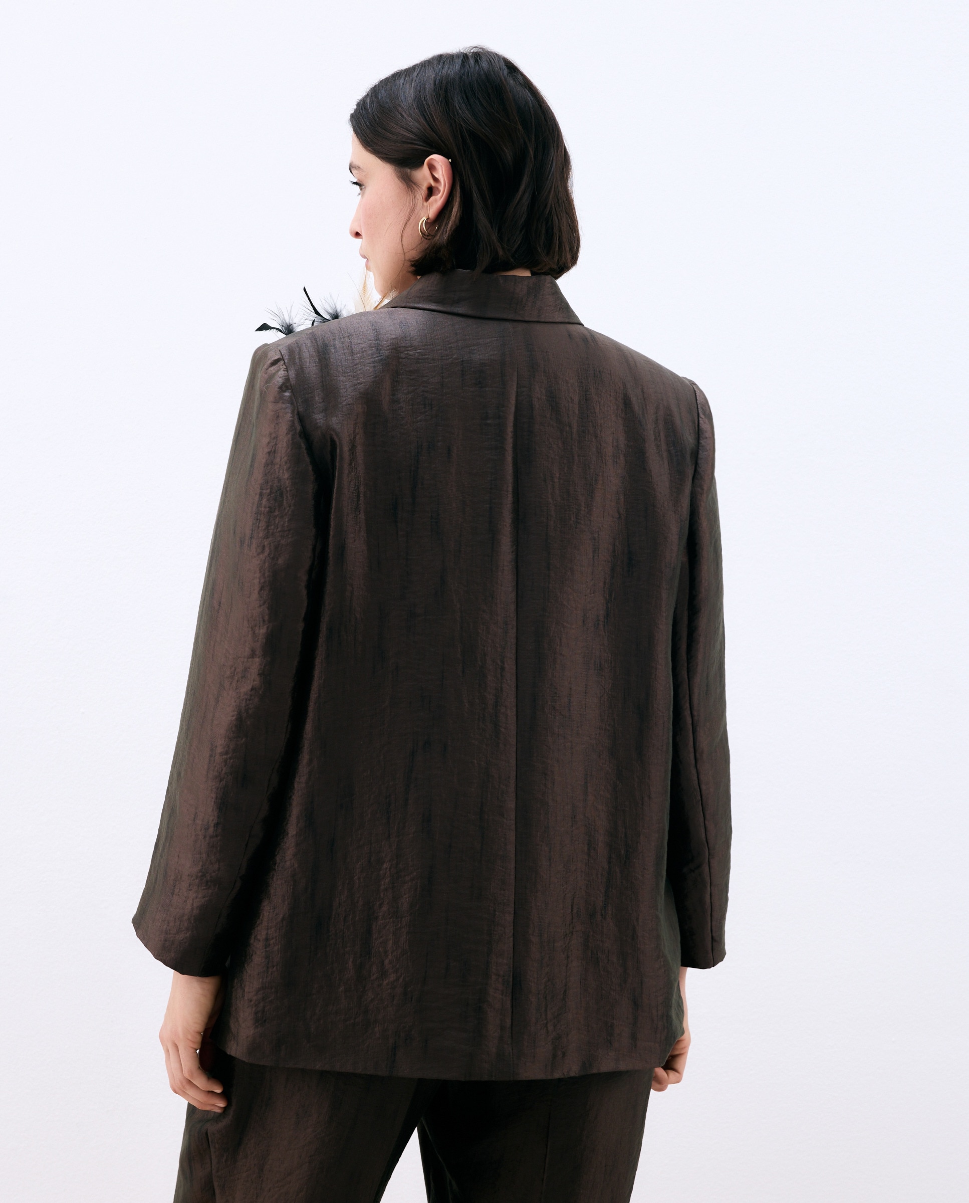 Blazer Fluido com Adorno de Fato 790 Bronze-5