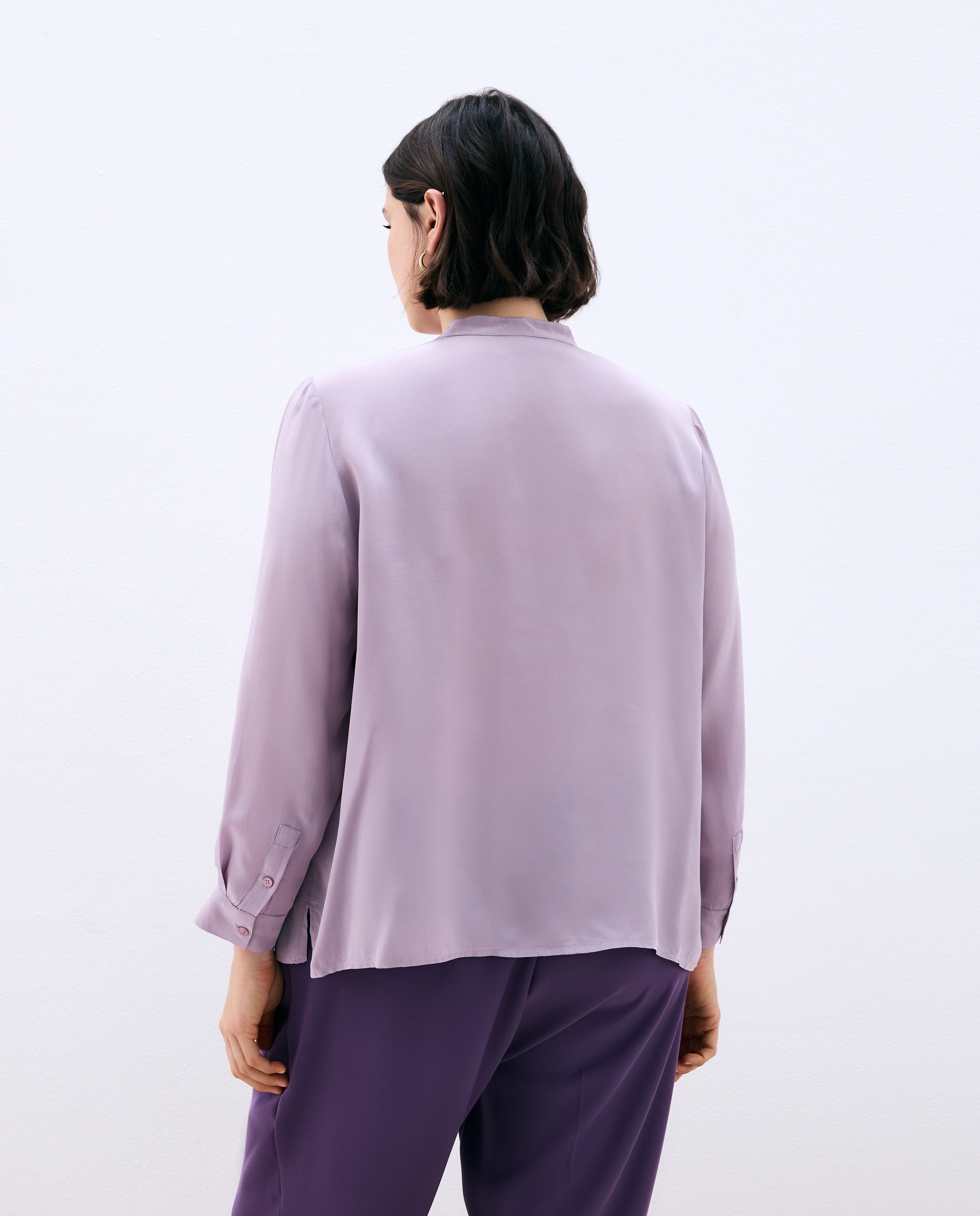 Camisa Lisa com Manga Comprida Roxo-4