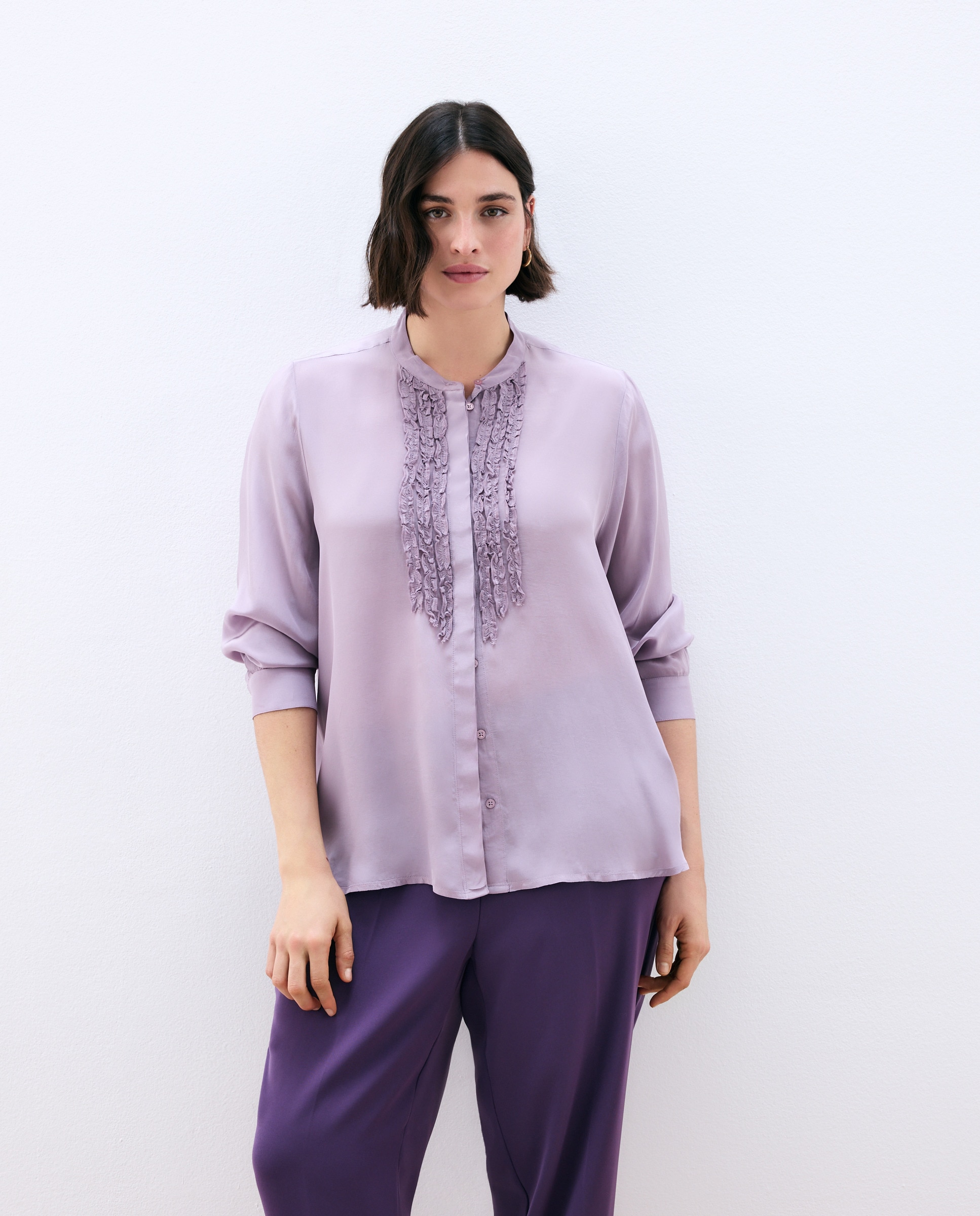 Camisa Lisa com Manga Comprida Roxo-3