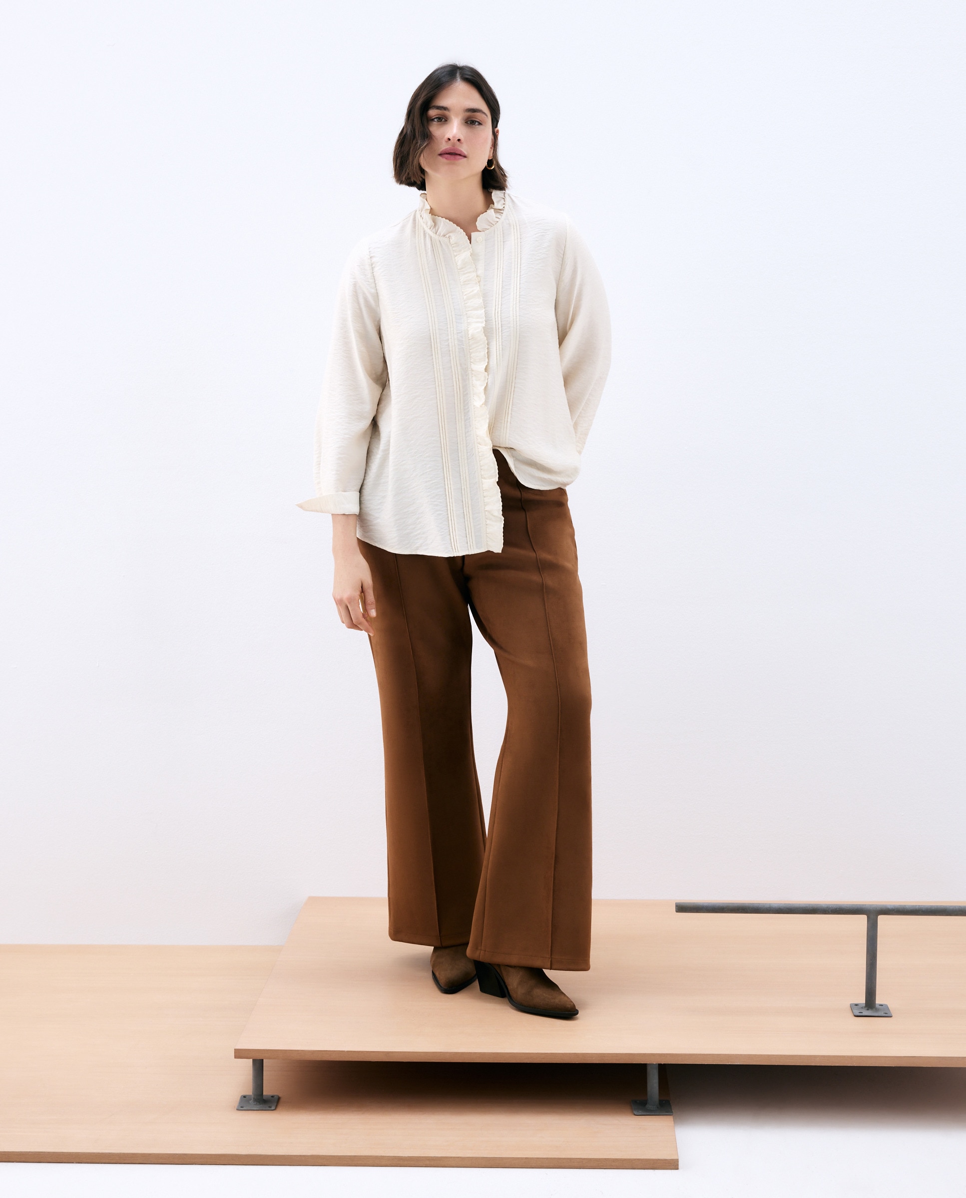 Camisa de Viscose Lisa com Manga Comprida 120 Cru-2